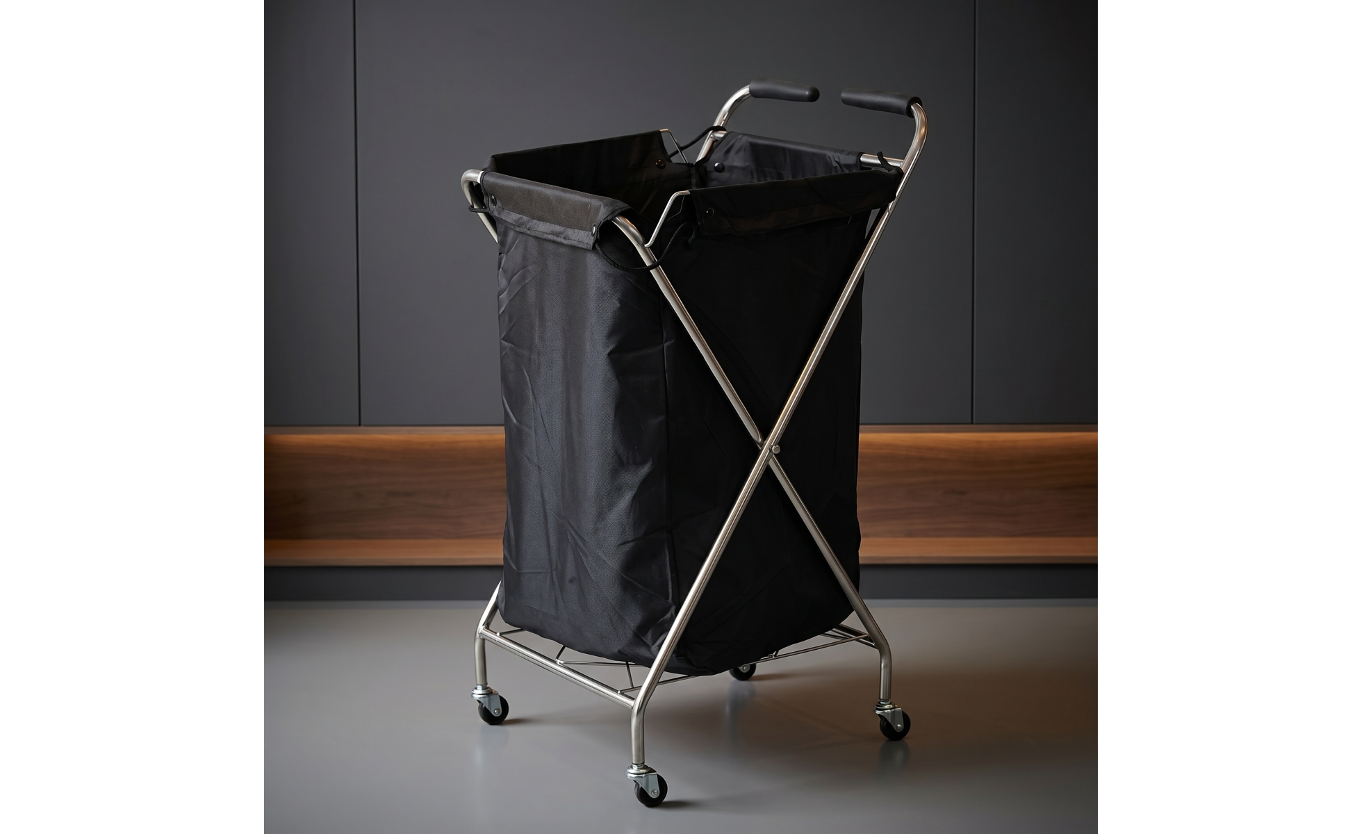 Rolling Laundry Hamper Collapsible Rolling Cart with Textile Bin Mobile for Gyms