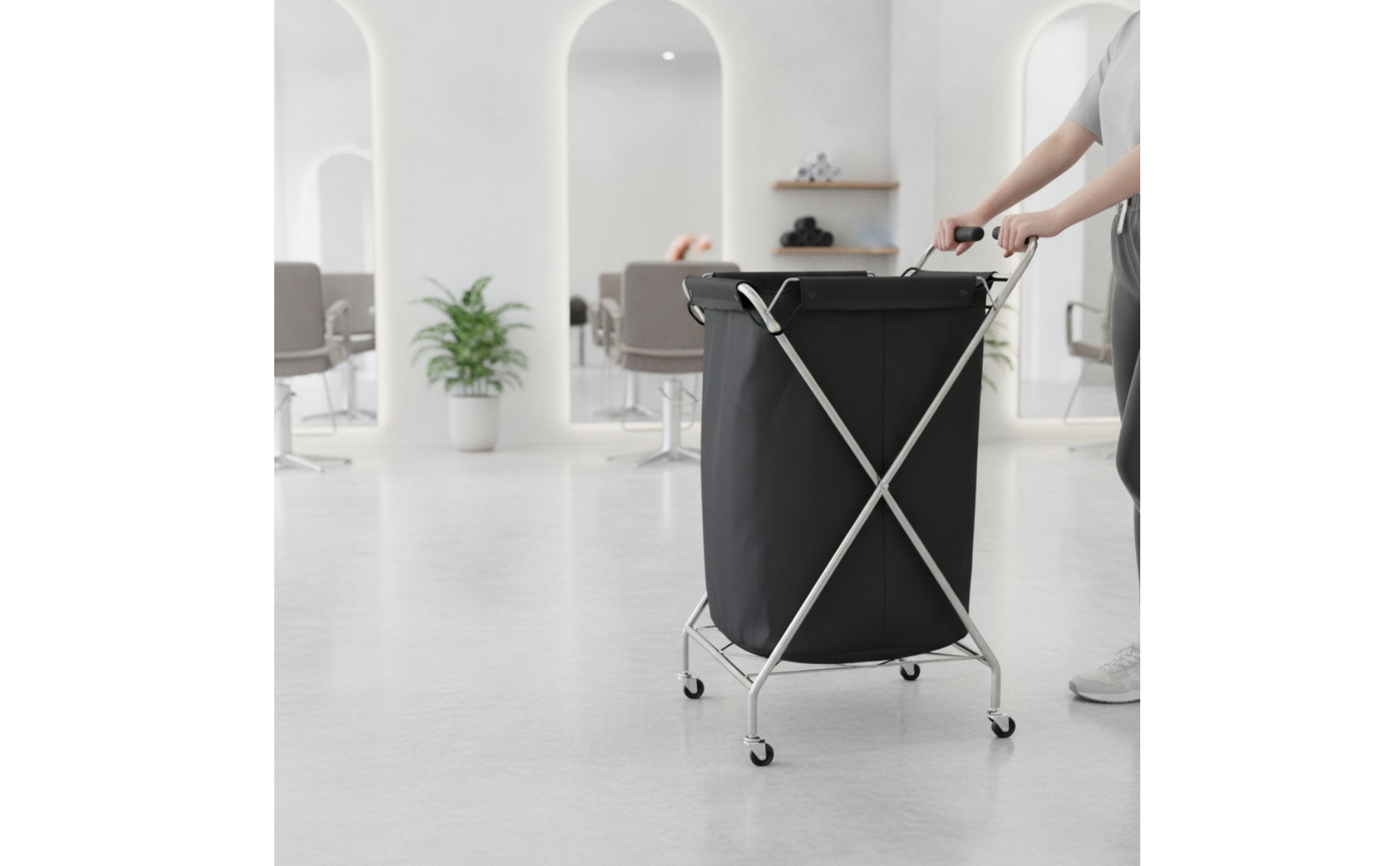 Rolling Laundry Hamper Collapsible Rolling Cart with Textile Bin Mobile for Gyms