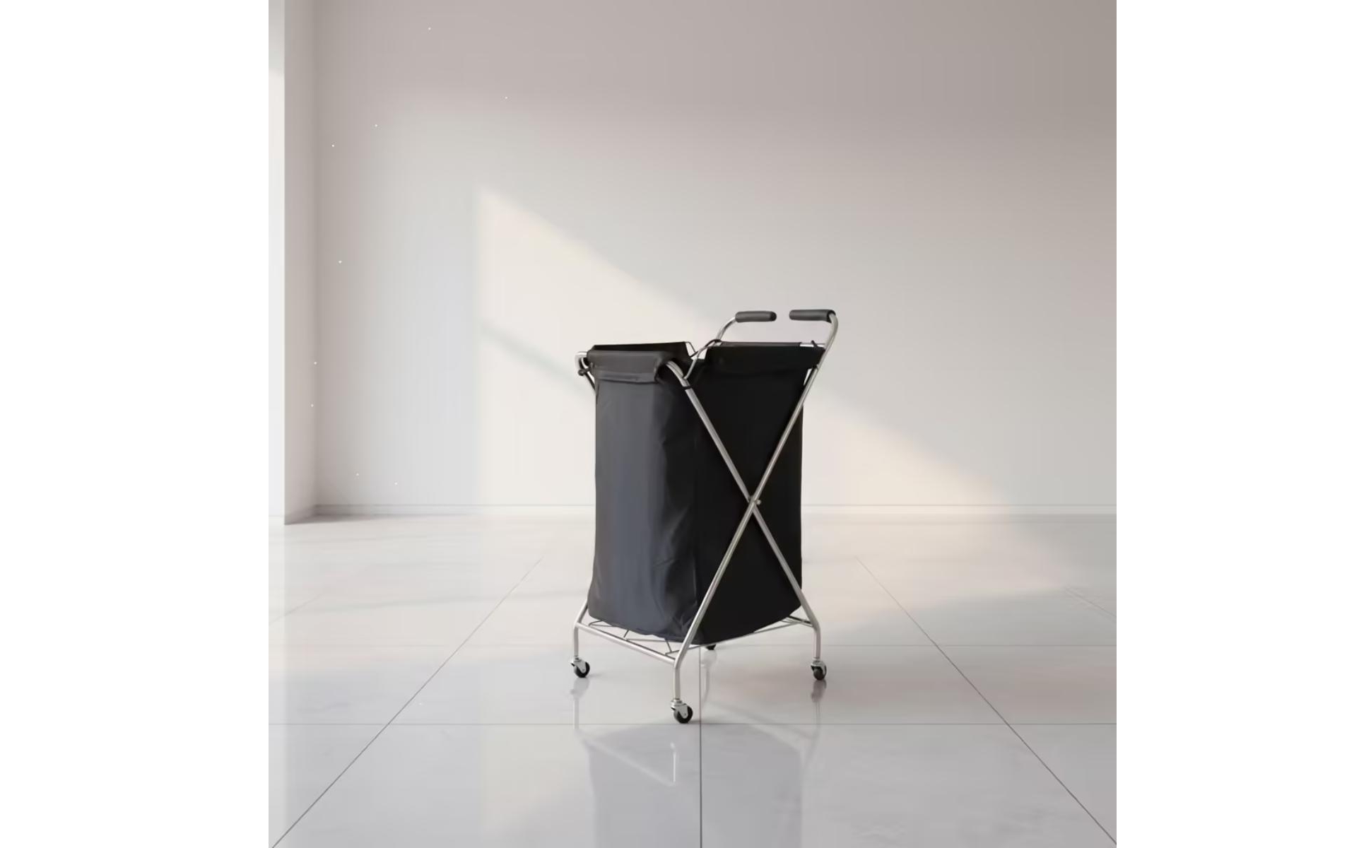 Rolling Laundry Hamper Collapsible Rolling Cart with Textile Bin Mobile for Gyms