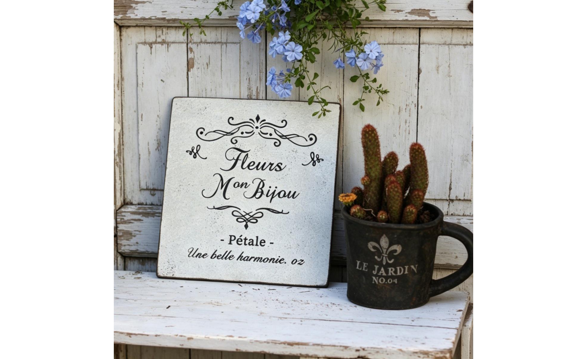Iron Plaque with Hanging Hook Distressed Square Wall Sign Vintage-Style