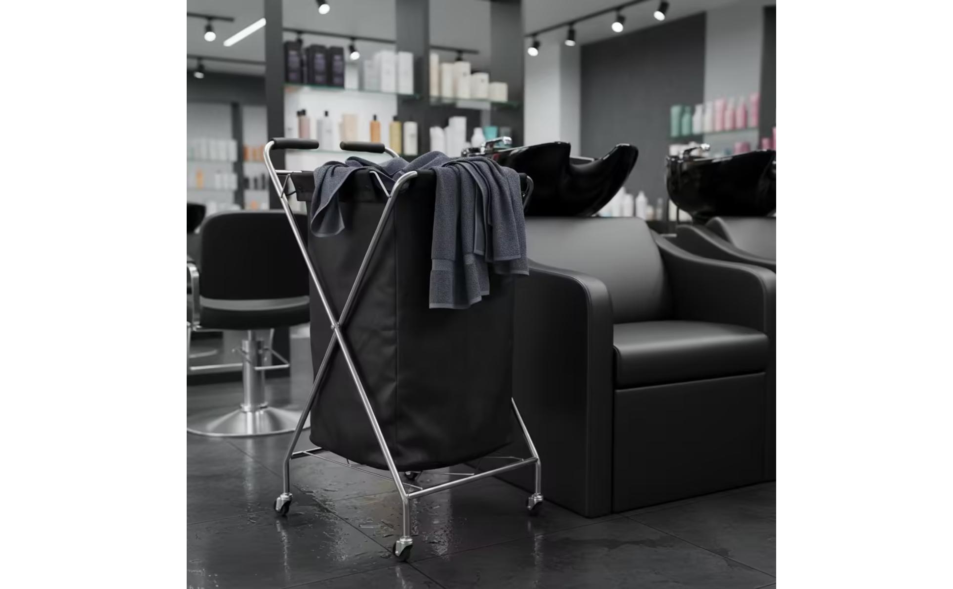 Rolling Laundry Hamper Collapsible Rolling Cart with Textile Bin Mobile for Gyms