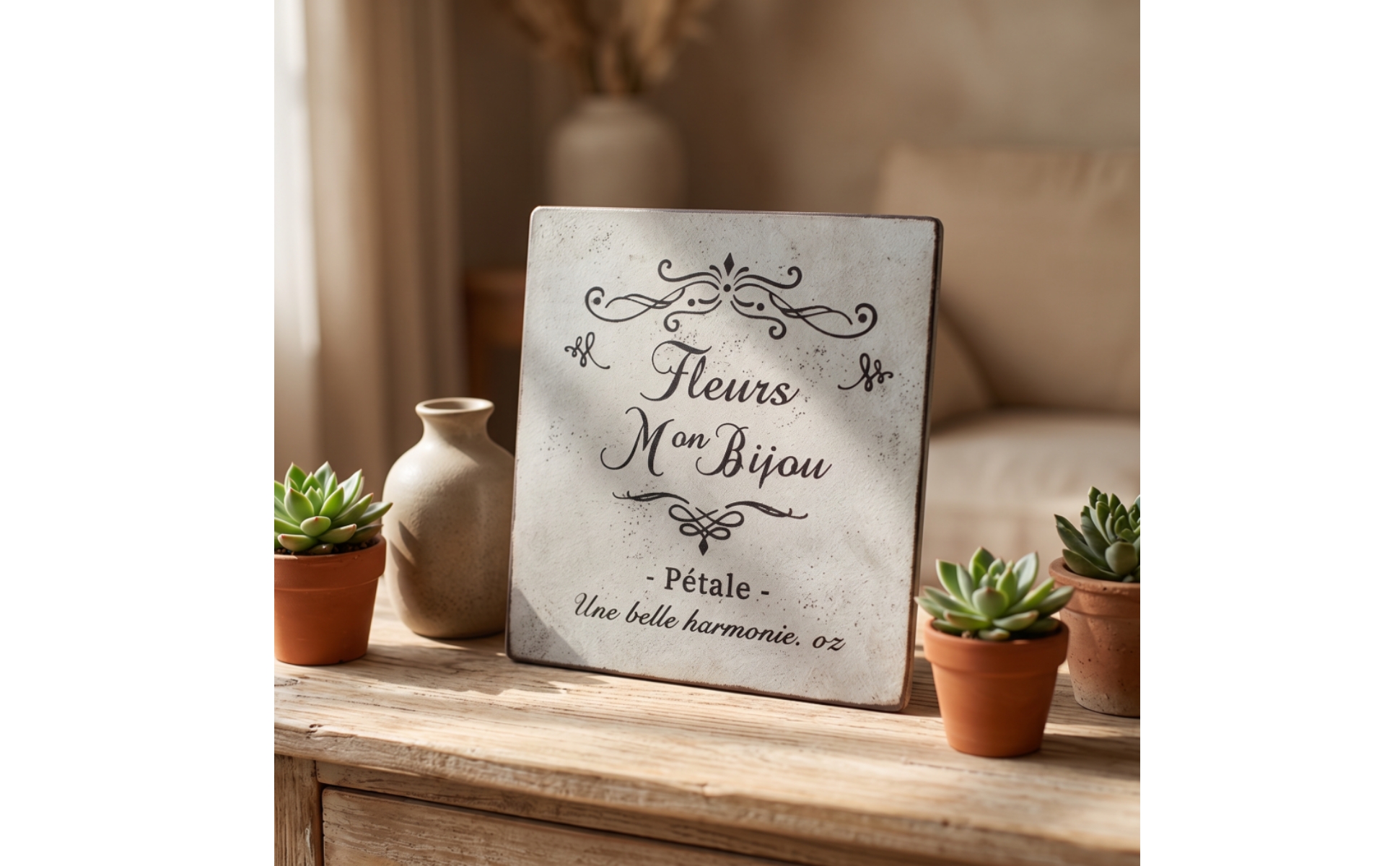 Iron Plaque with Hanging Hook Distressed Square Wall Sign Vintage-Style