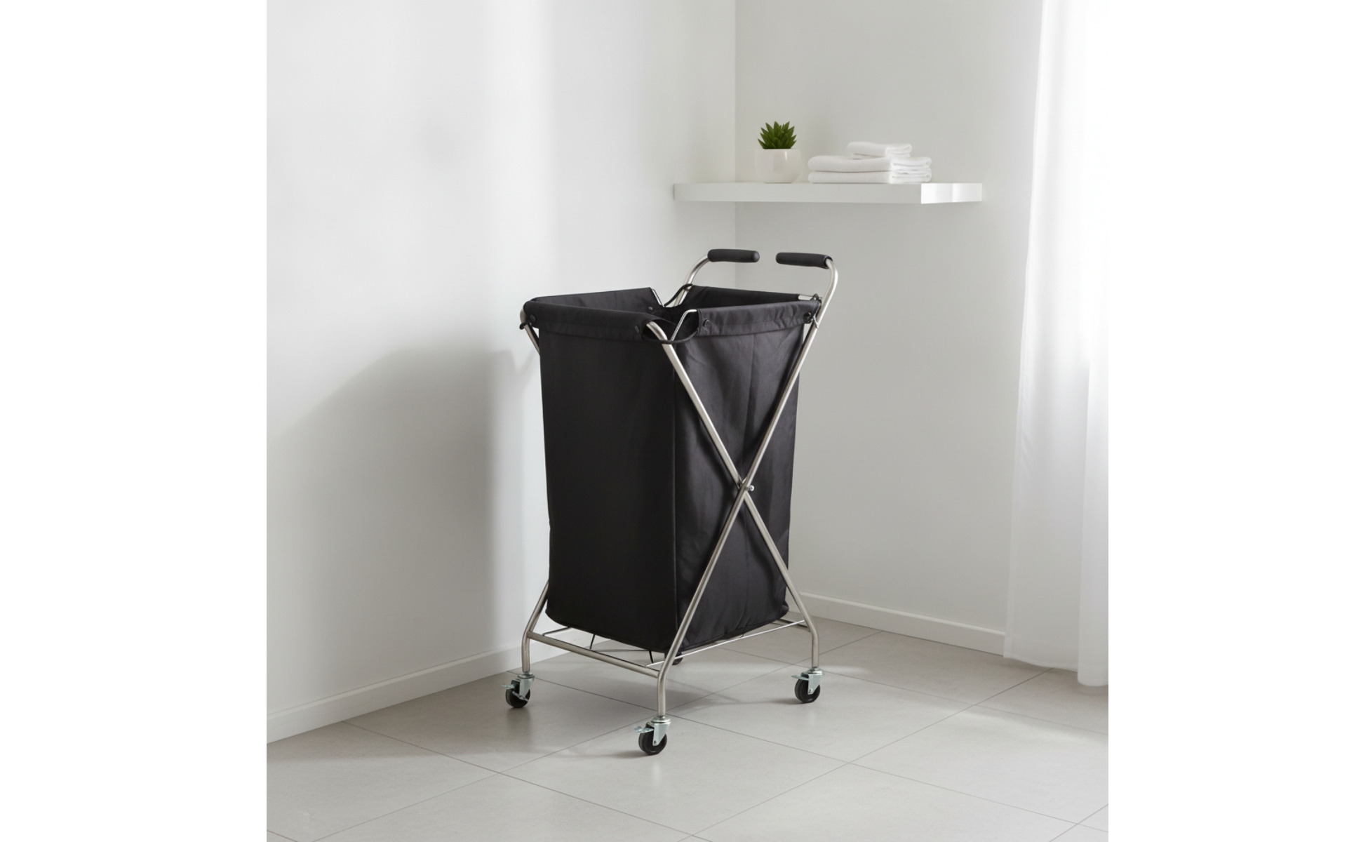 Rolling Laundry Hamper Collapsible Rolling Cart with Textile Bin Mobile for Gyms