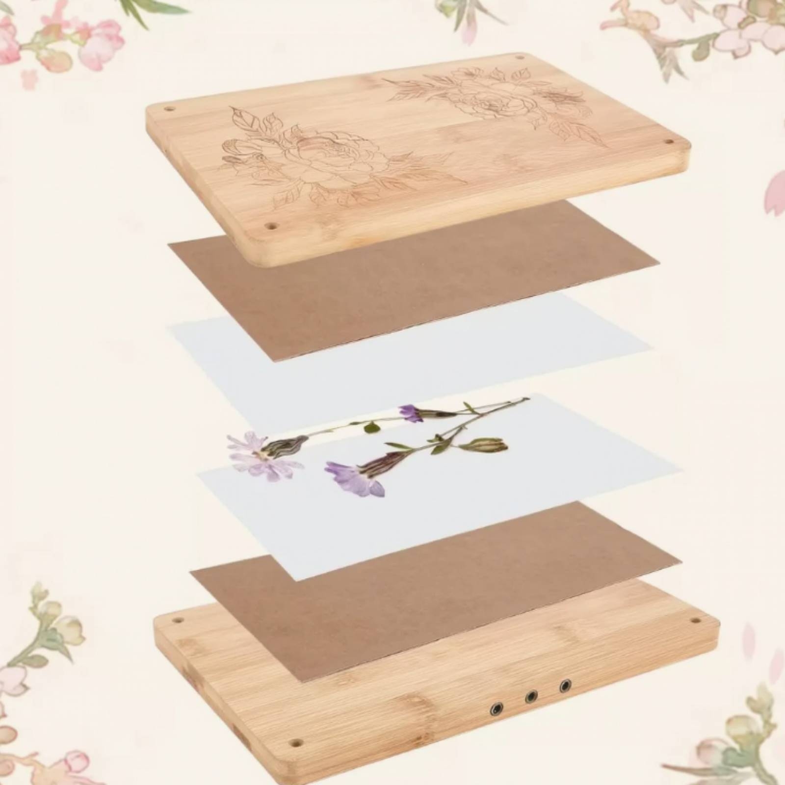 Blumenpresse aus Holz DIY Blütenpresse aus Holz Naturbelassen für - Produktbild 3