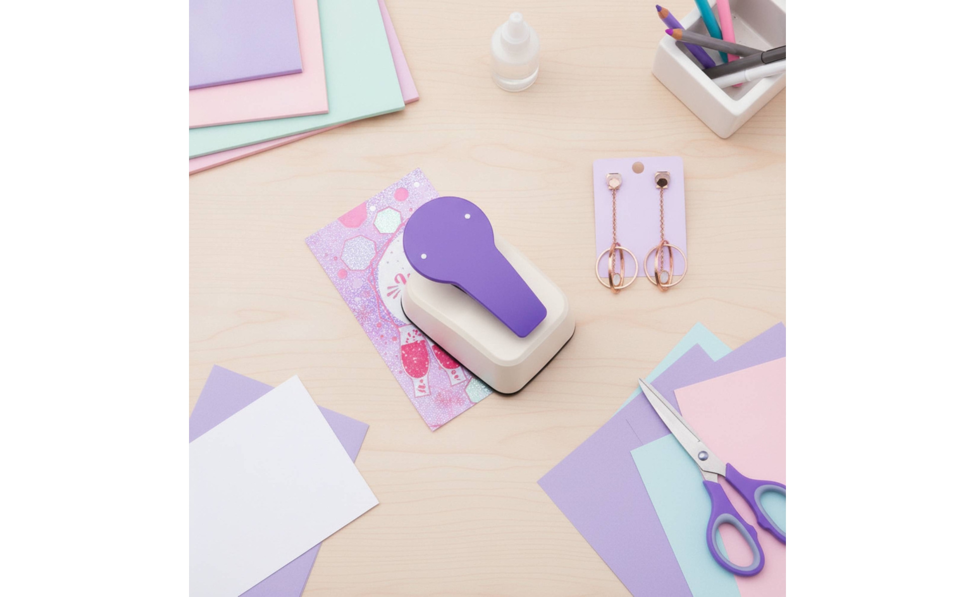 Single Hole Punch Easy-Press Lever Lever Craft Punch Compact for Card Making