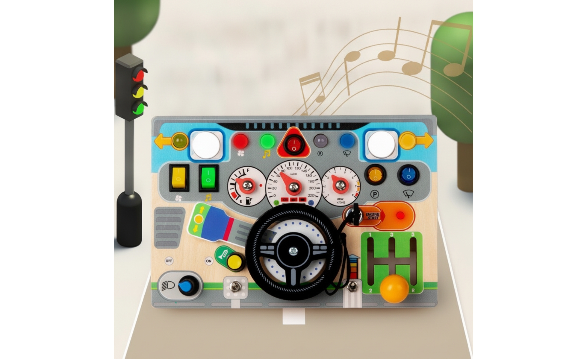 Busy Board with Lights and Buttons