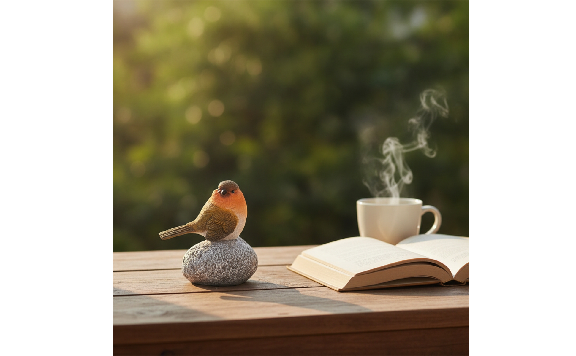 Bird Figurine with Stone Base Tabletop Bird Figurine Resin for Shelf, Patio