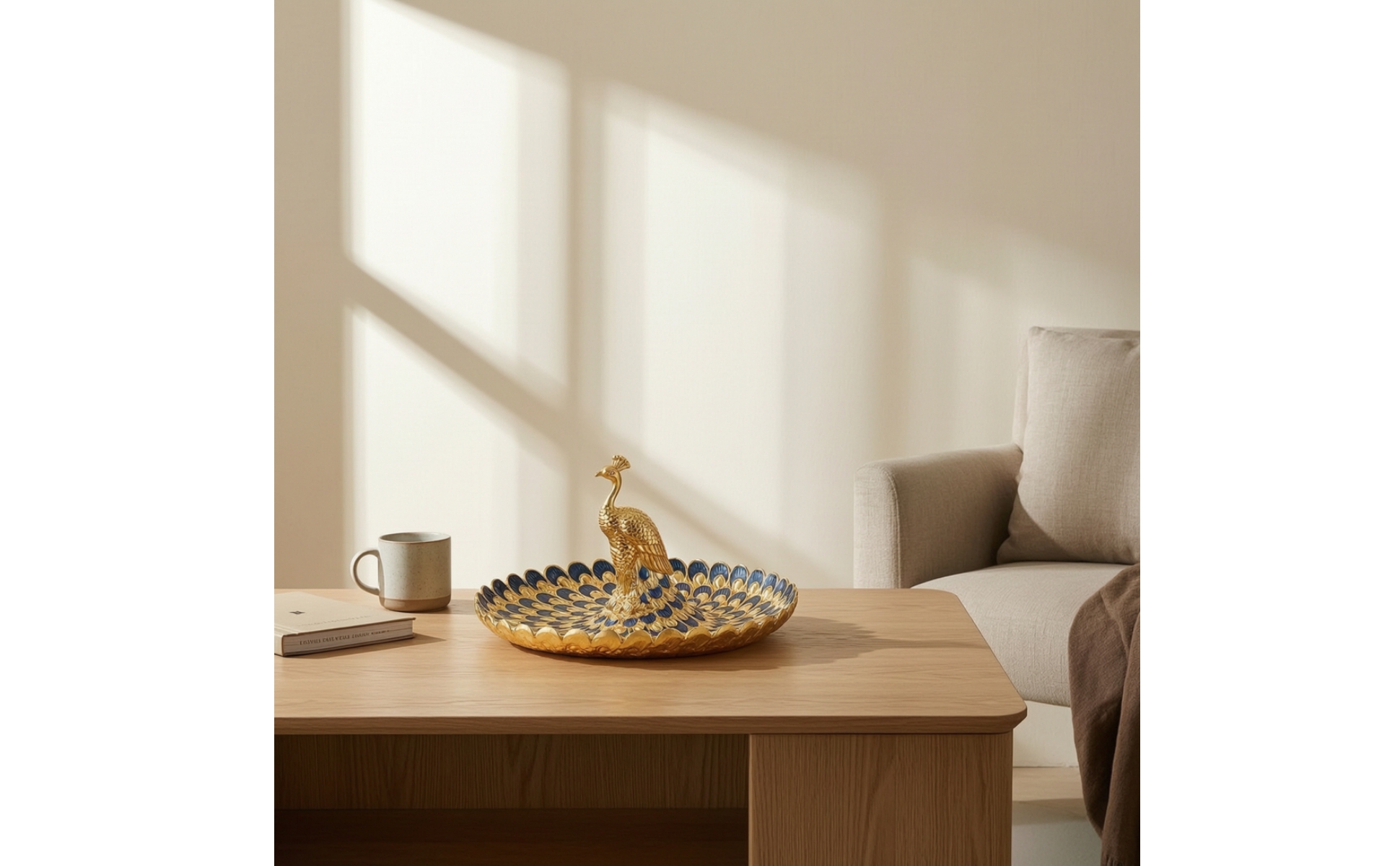 Snackteller mit Pfauenfigur Dekorativ Dekoschale mit Pfauenmotiv Ornamental