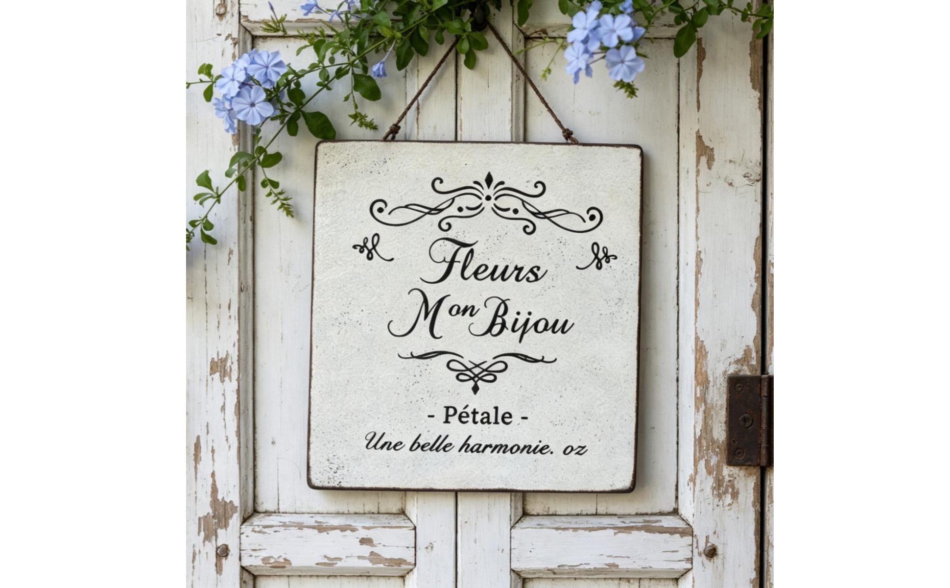 Iron Plaque with Hanging Hook Distressed Square Wall Sign Vintage-Style