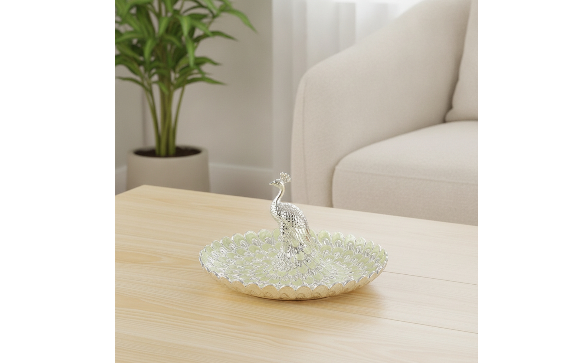 Snackteller mit Pfauenfigur Dekorativ Dekoschale mit Pfauenmotiv Ornamental