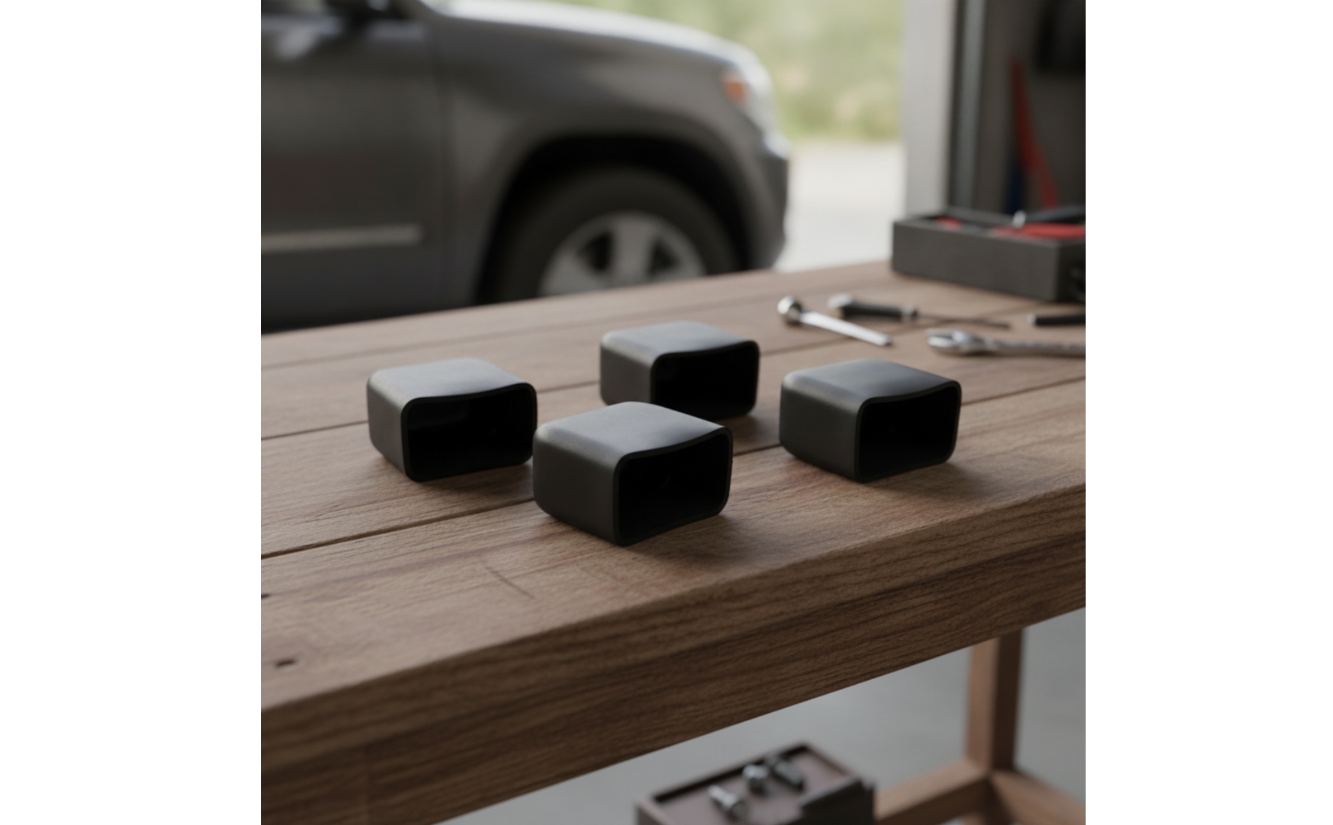 4 Pieces Roof Rack Bar End Cap Rectangular Rubber End Caps Flexible