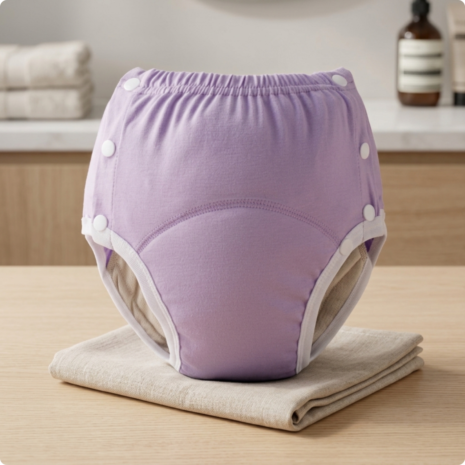 Adult Cloth Diaper with Snaps Leak-Resistant Reusable Diaper Pull-on for