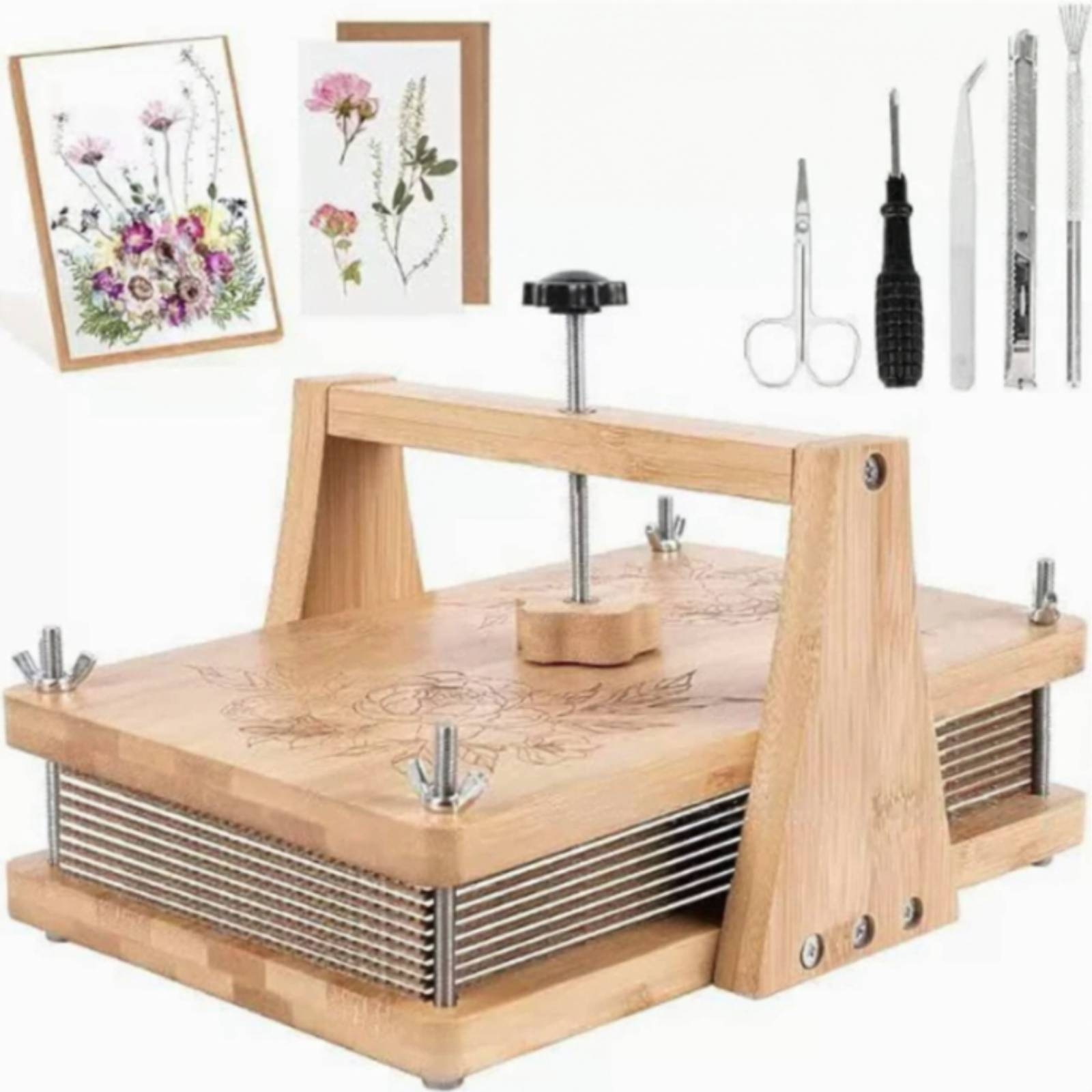 Blumenpresse aus Holz DIY Blütenpresse aus Holz Naturbelassen für - Produktbild 2
