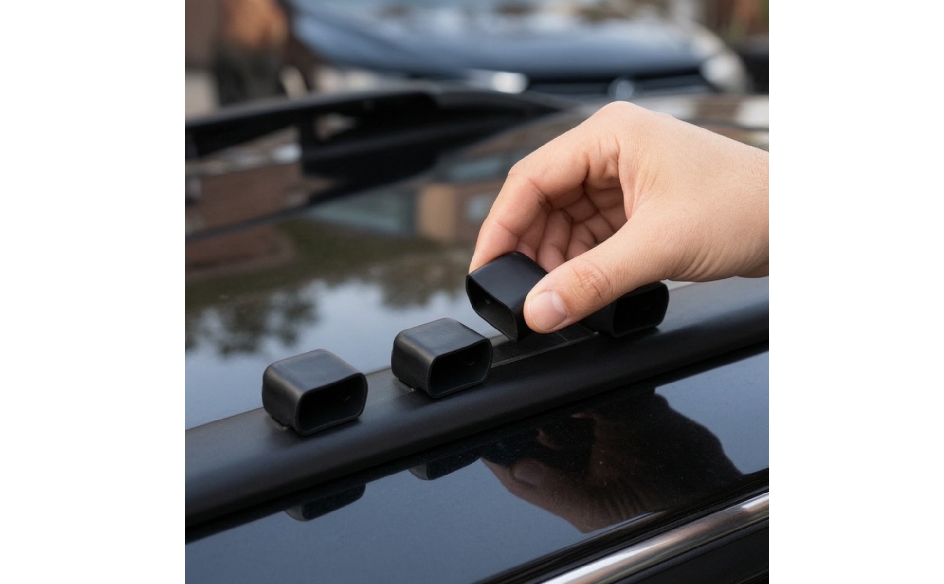 4 Pieces Roof Rack Bar End Cap Rectangular Rubber End Caps Flexible
