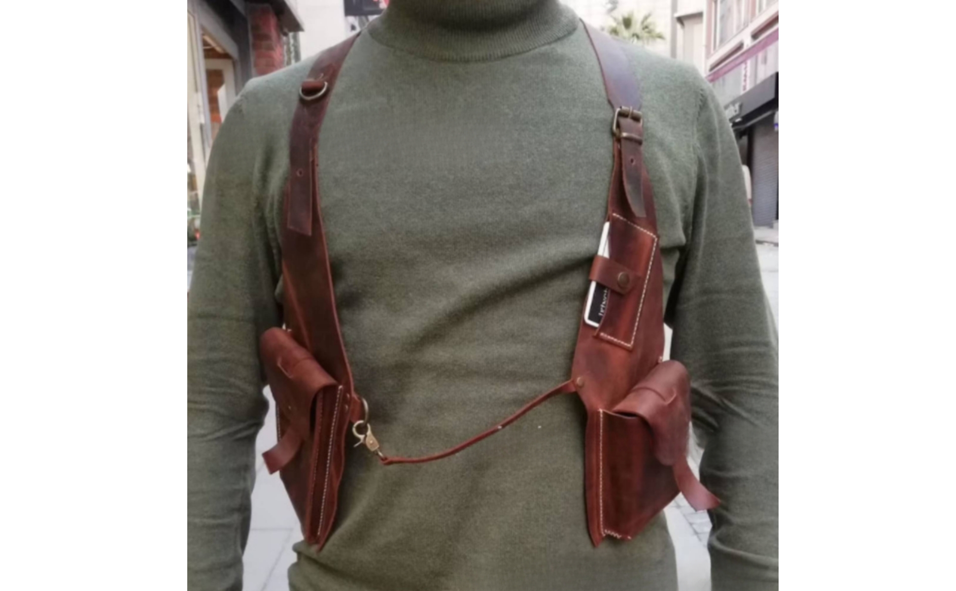 Crossbody Bag with Adjustable Strap Vintage Leather Underarm Bag for Streetwear