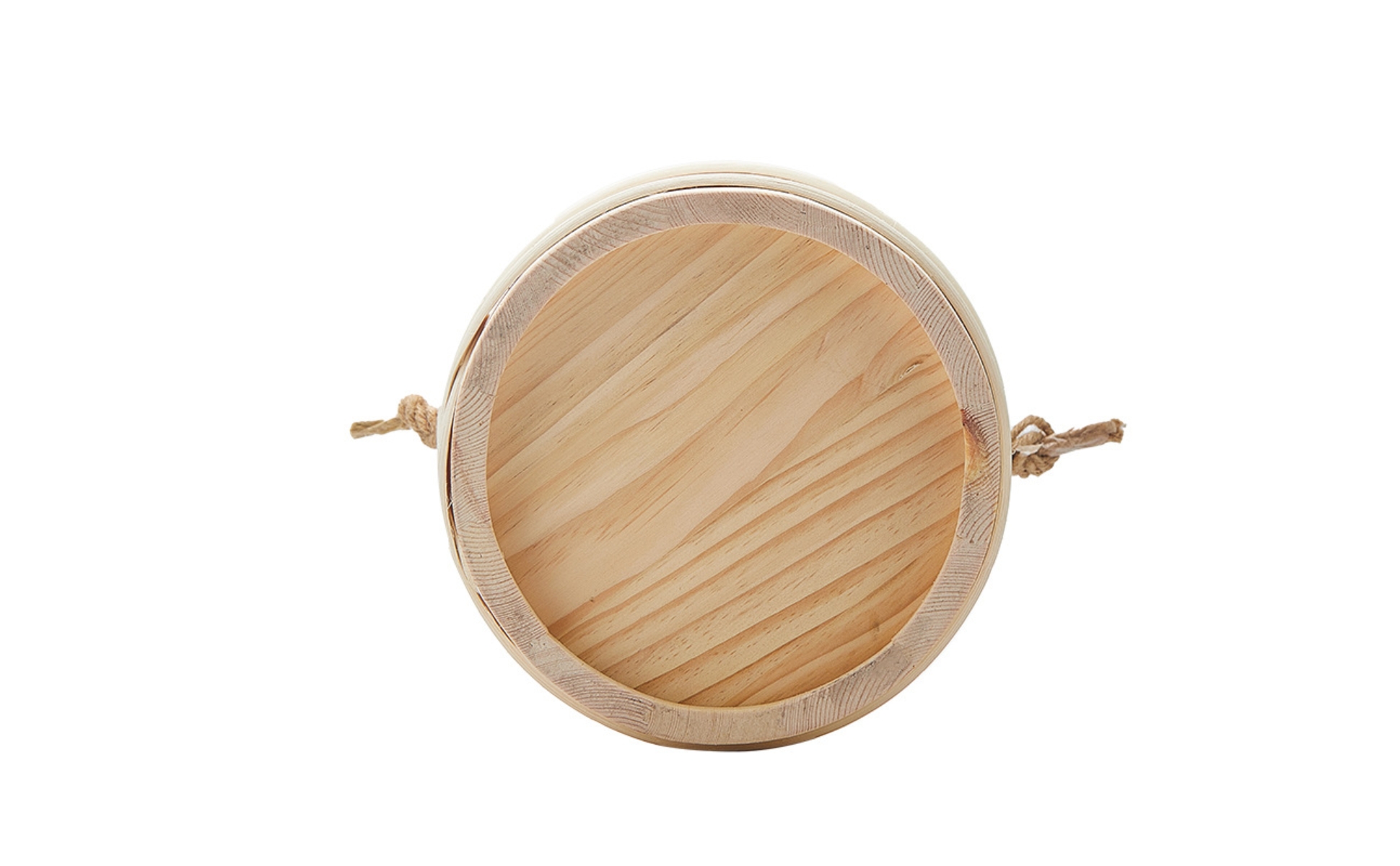 Wooden Sauna Pail with Rope Handle Natural Wood for Steam Room, Home Spa