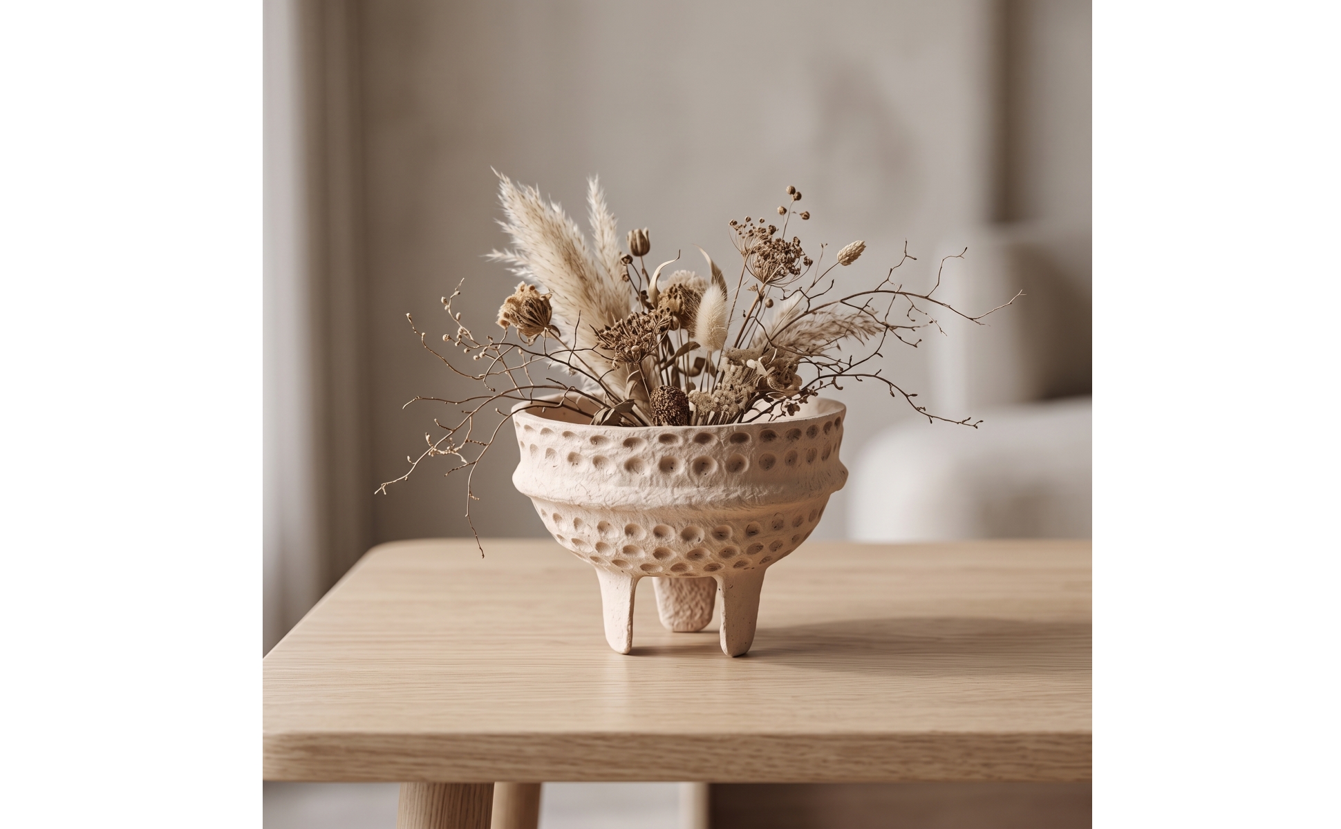 Paper Pulp Vase Honeycomb Textured Vase with Handles Artisanal Look