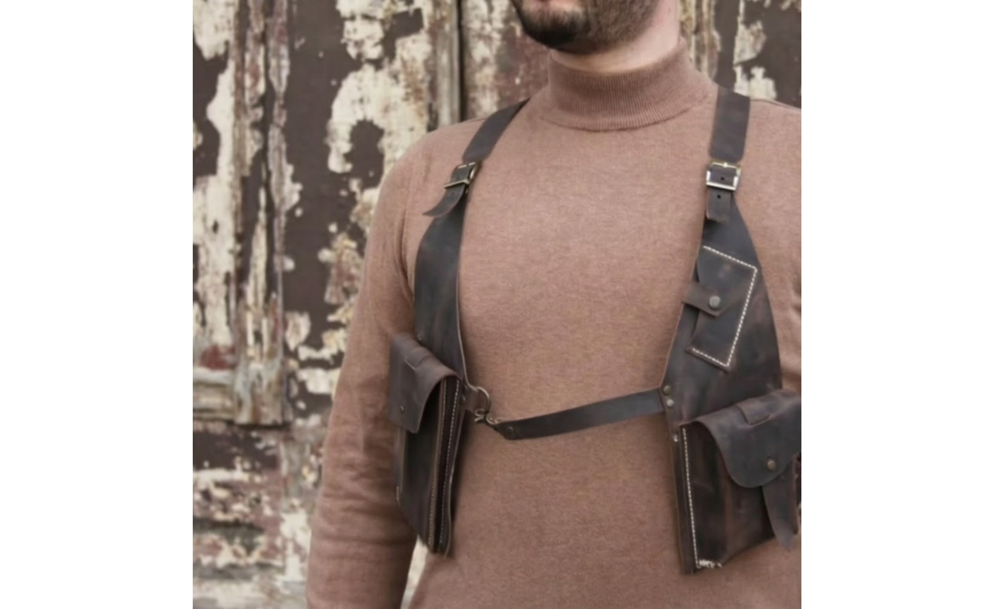 Crossbody Bag with Adjustable Strap Vintage Leather Underarm Bag for Streetwear