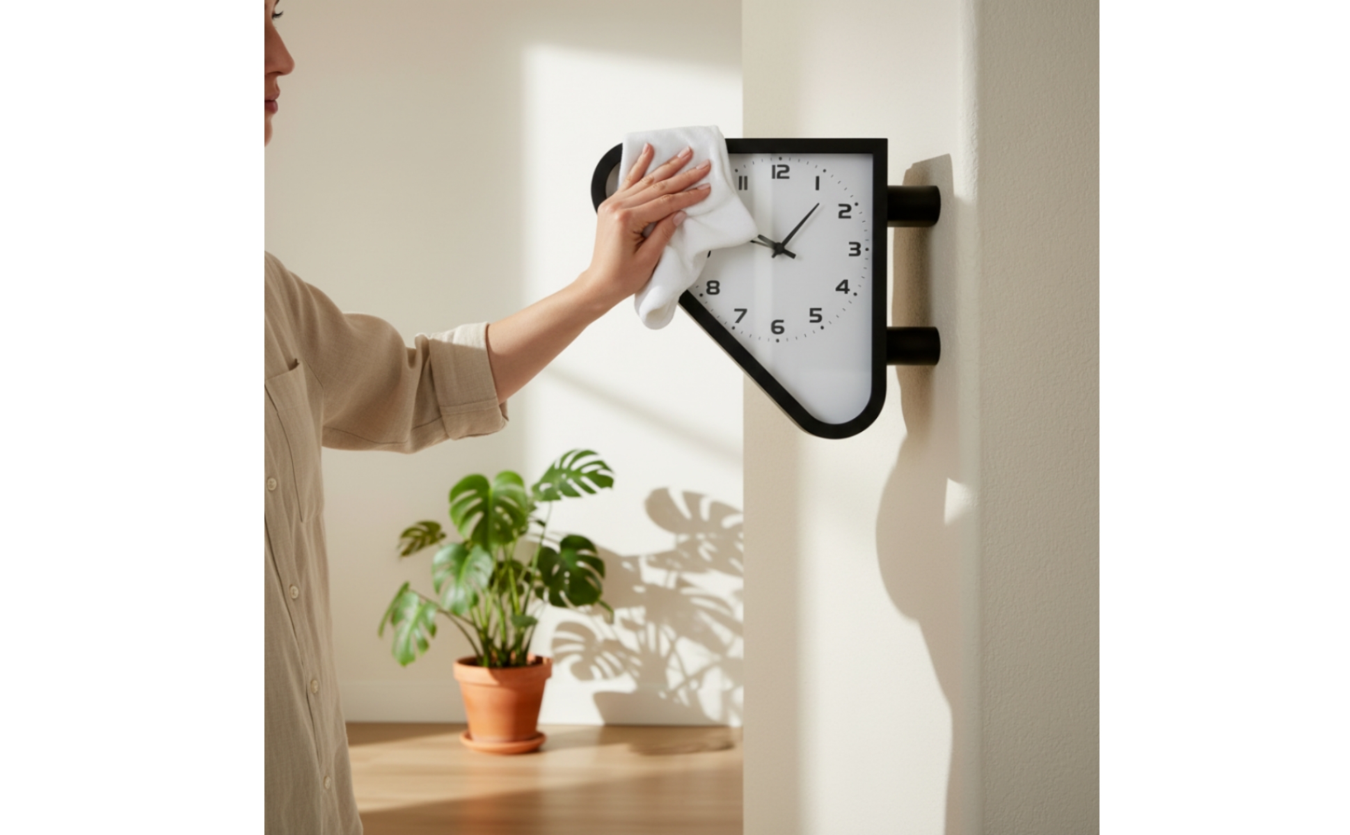 Double-Sided Wall Clock Retro Double-Faced Wall Clock Geometric for Entryway