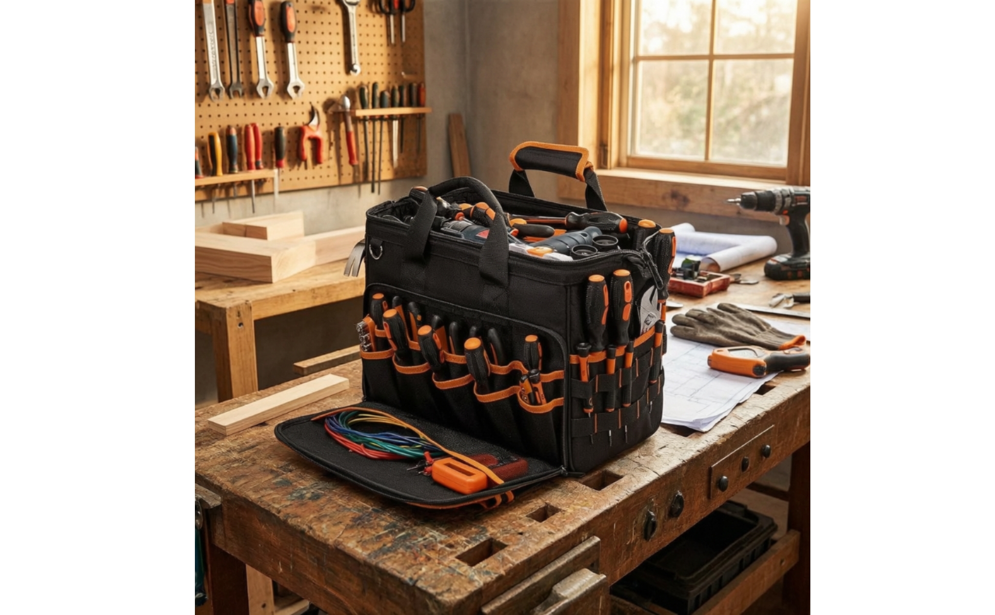 Handheld Tool Bag Heavy-Duty Tool Bag with Shoulder Strap Portable for Job Sites