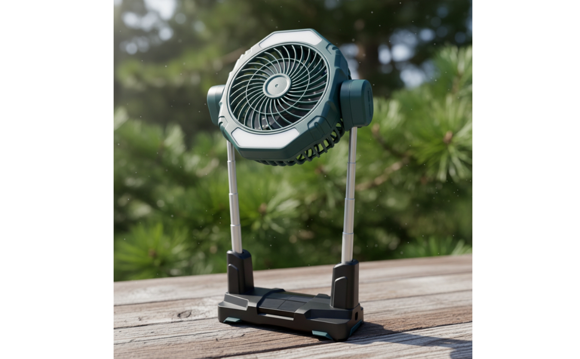 Solar Fan with Light Telescoping Portable Fan with LED Light Battery-Powered