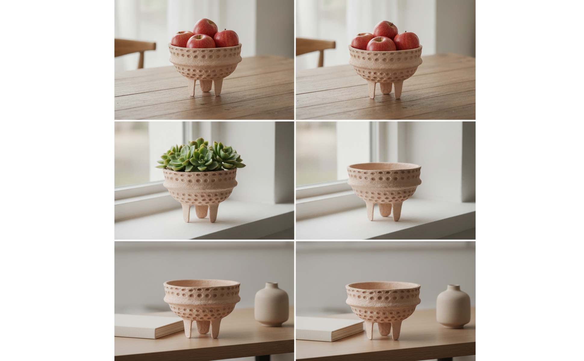 Paper Pulp Vase Honeycomb Textured Vase with Handles Artisanal Look