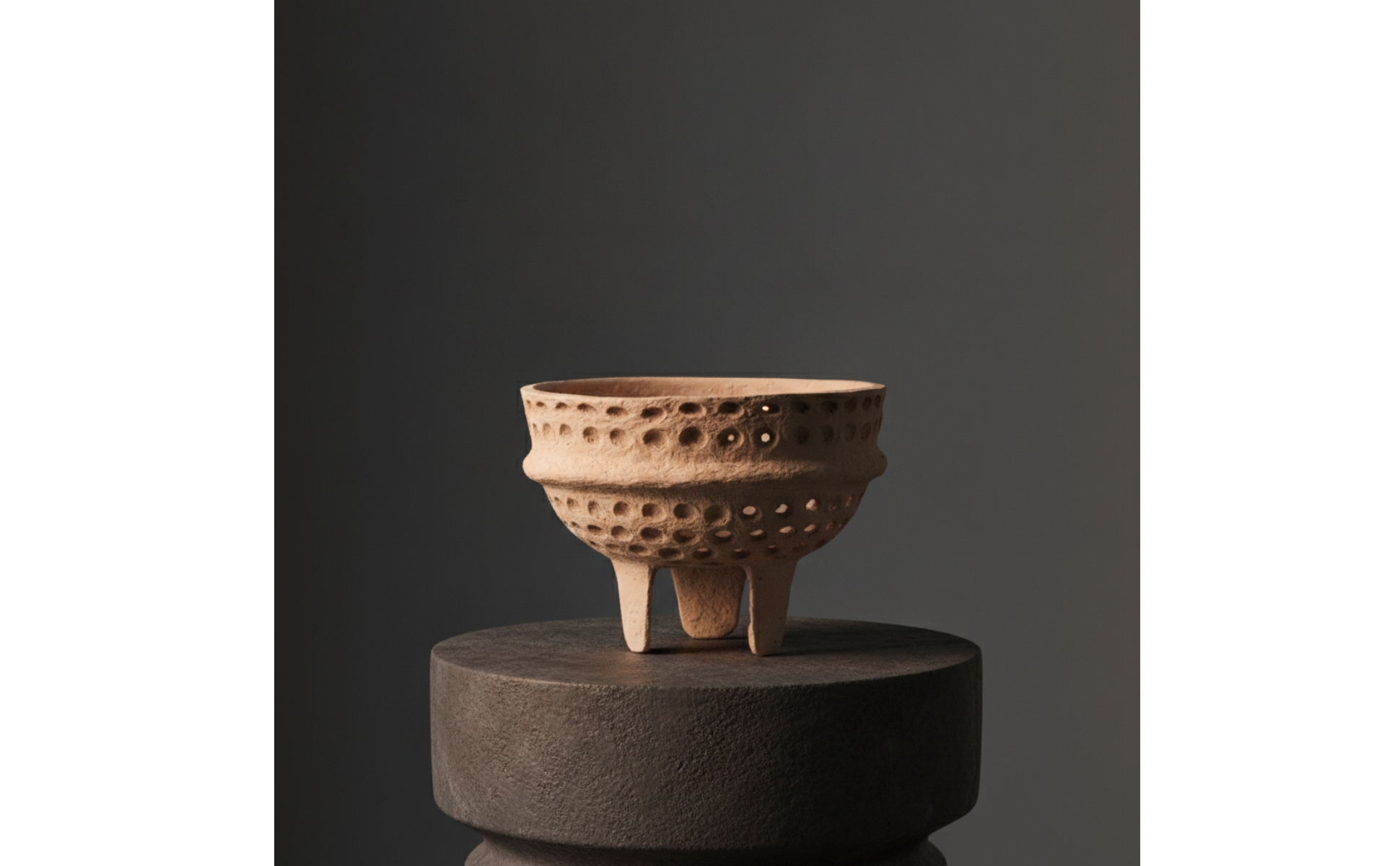 Paper Pulp Vase Honeycomb Textured Vase with Handles Artisanal Look