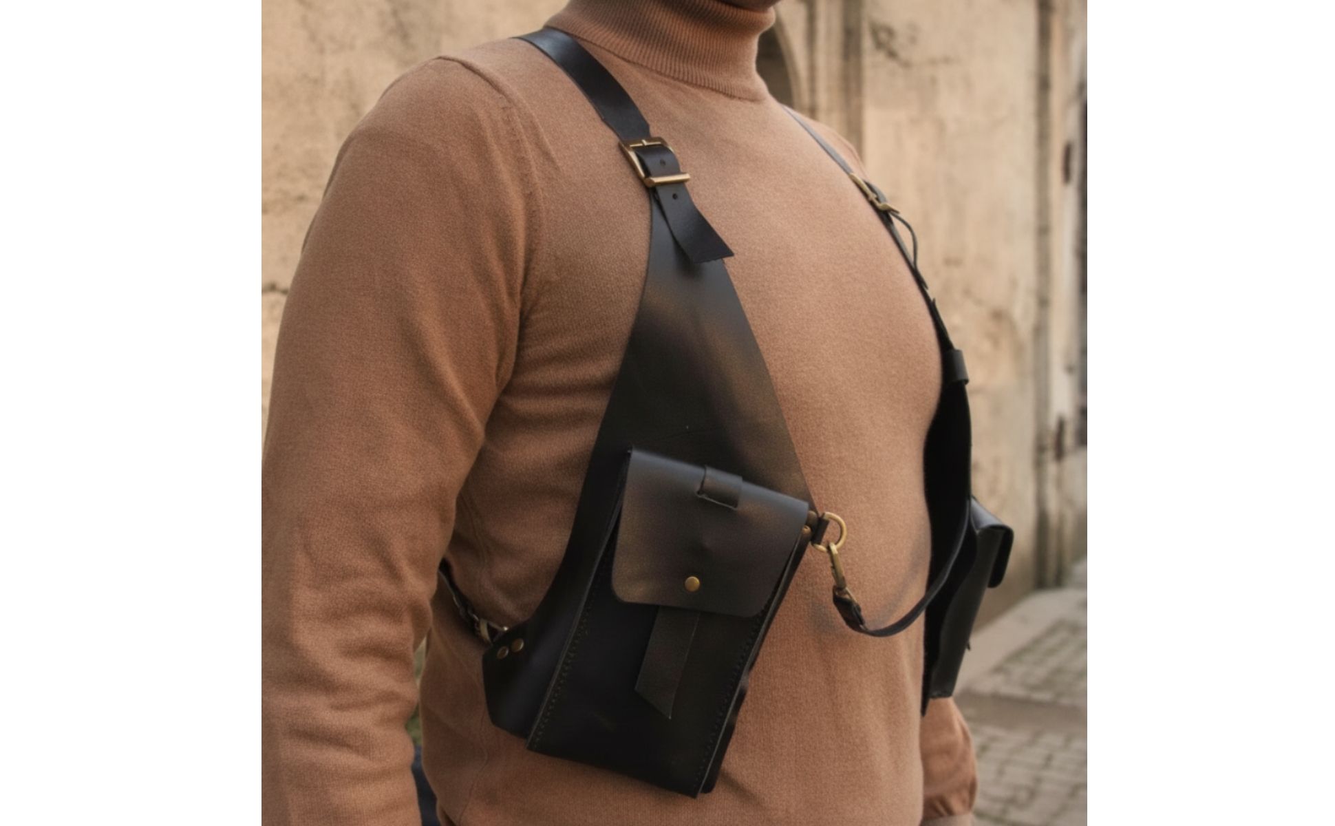 Crossbody Bag with Adjustable Strap Vintage Leather Underarm Bag for Streetwear