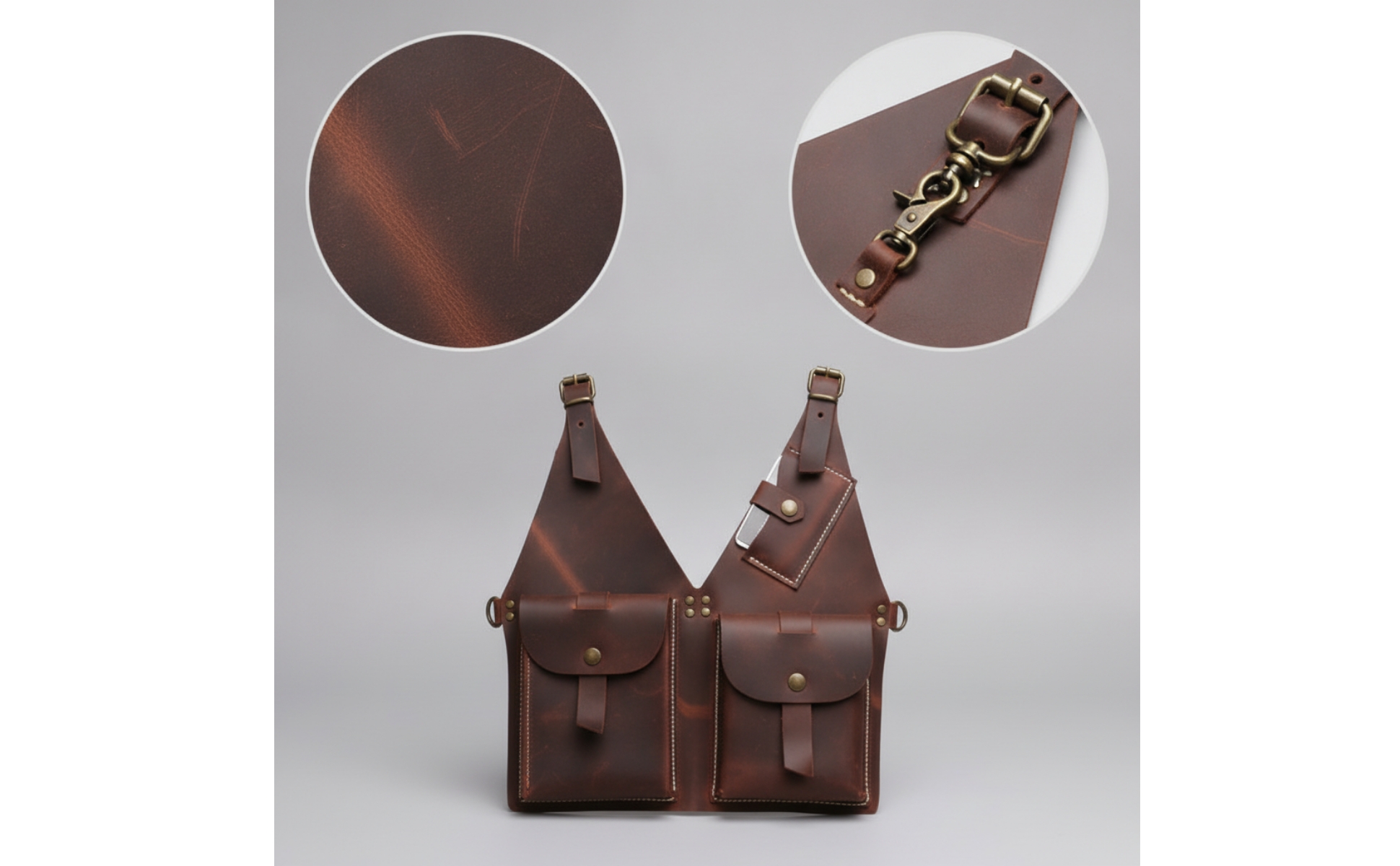 Crossbody Bag with Adjustable Strap Vintage Leather Underarm Bag for Streetwear