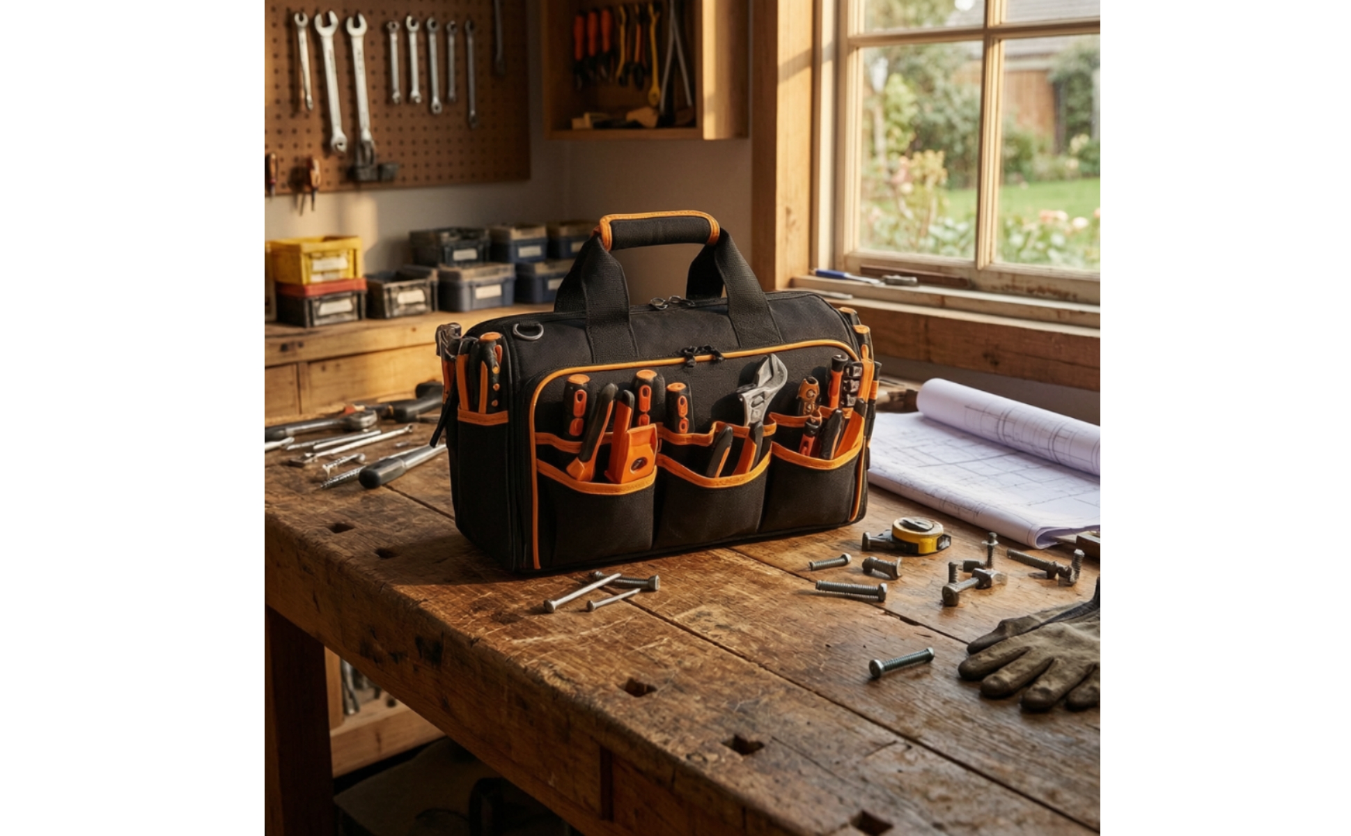 Handheld Tool Bag Heavy-Duty Tool Bag with Shoulder Strap Portable for Job Sites