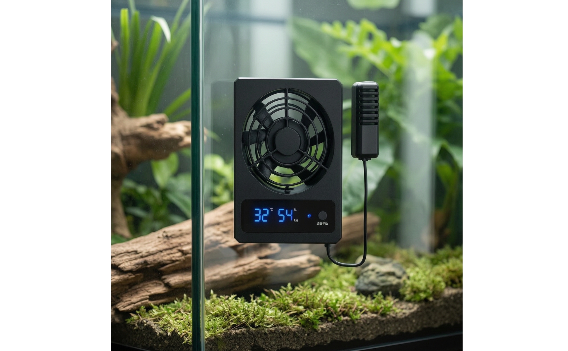 Terrarium-Lüfter mit Sensor Digital Terrarienlüfter mit Display und Sensor
