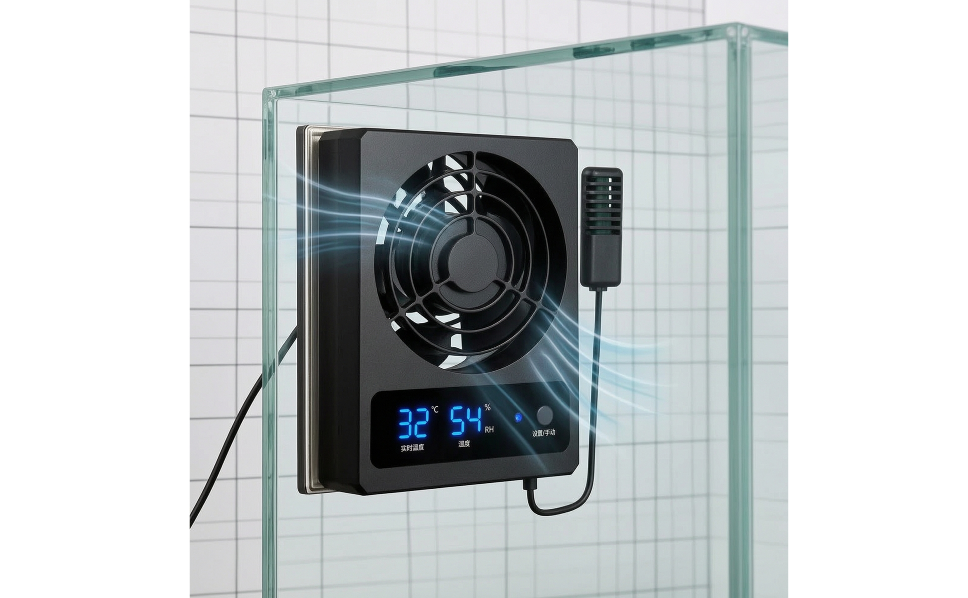 Terrarium-Lüfter mit Sensor Digital Terrarienlüfter mit Display und Sensor