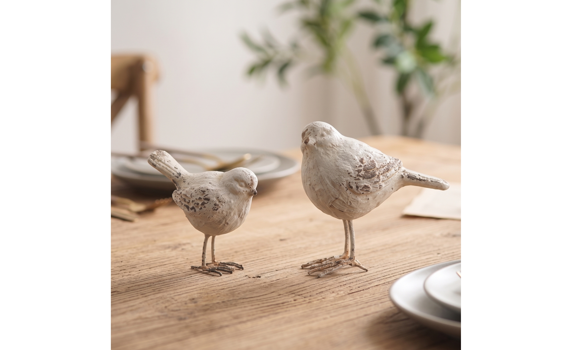 Bird Figurine Distressed Bird Statue Vintage for Shelf, Entryway