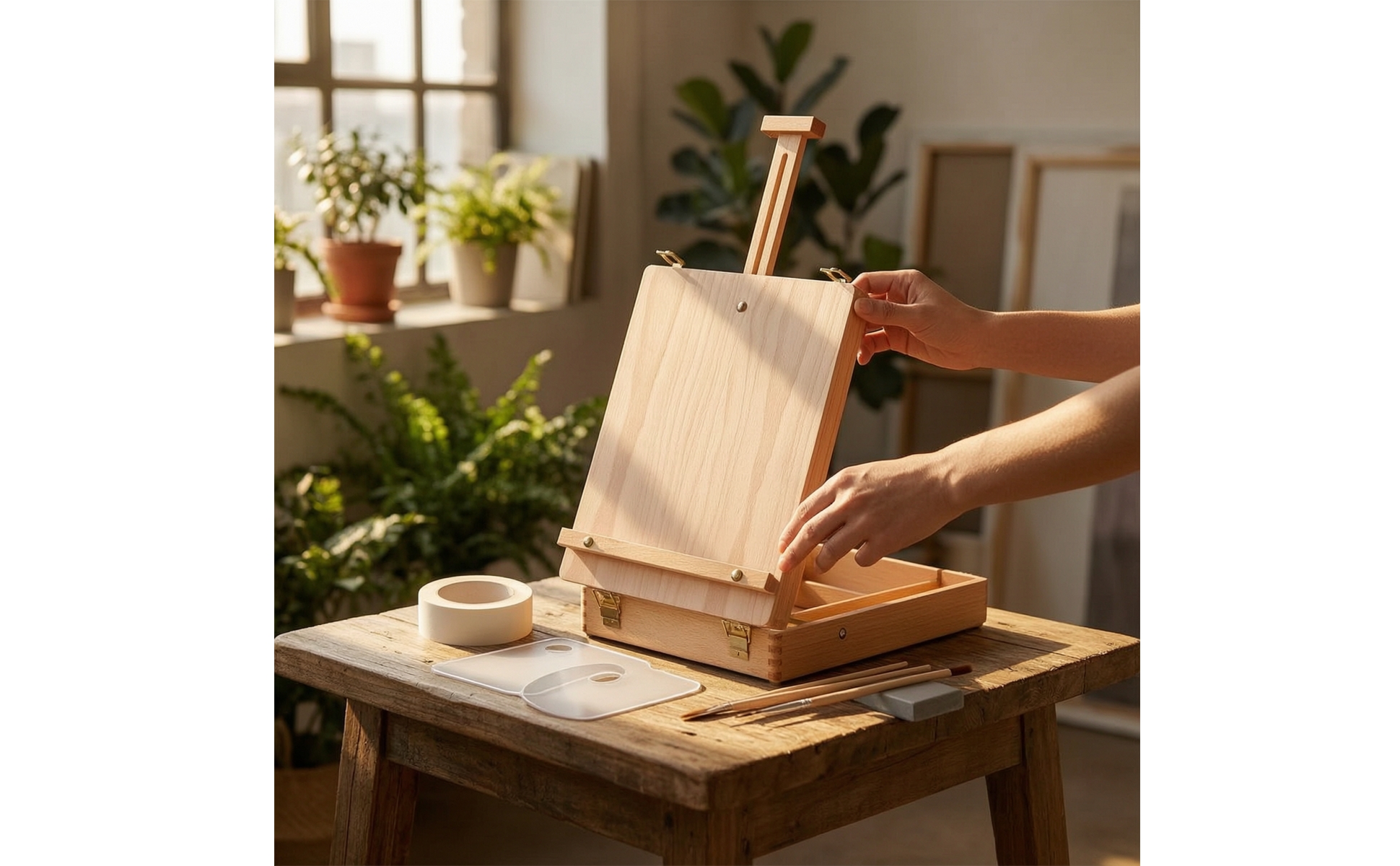 Tabletop Sketchbox Easel Wooden Tabletop Easel with Storage Adjustable