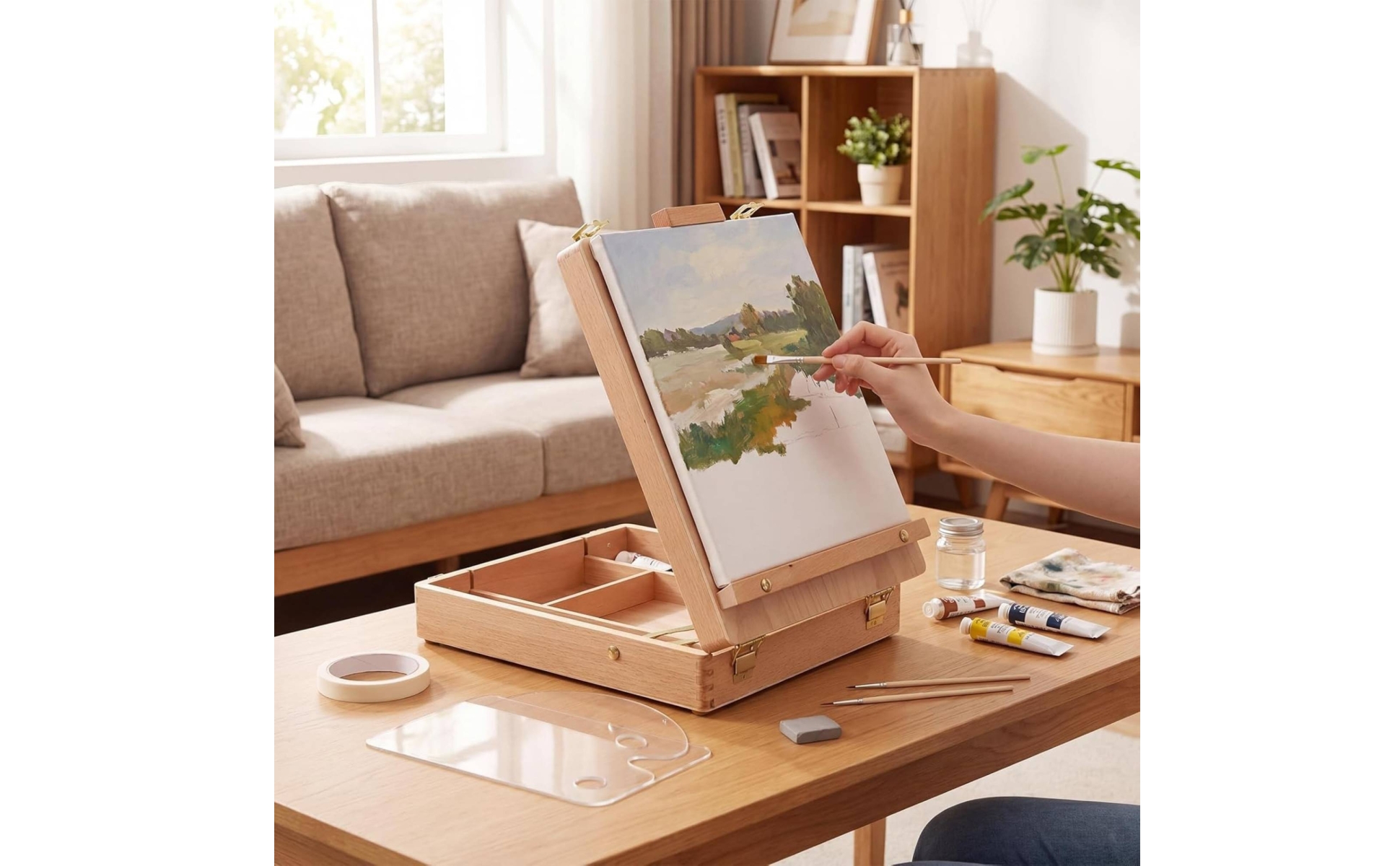 Tabletop Sketchbox Easel Wooden Tabletop Easel with Storage Adjustable