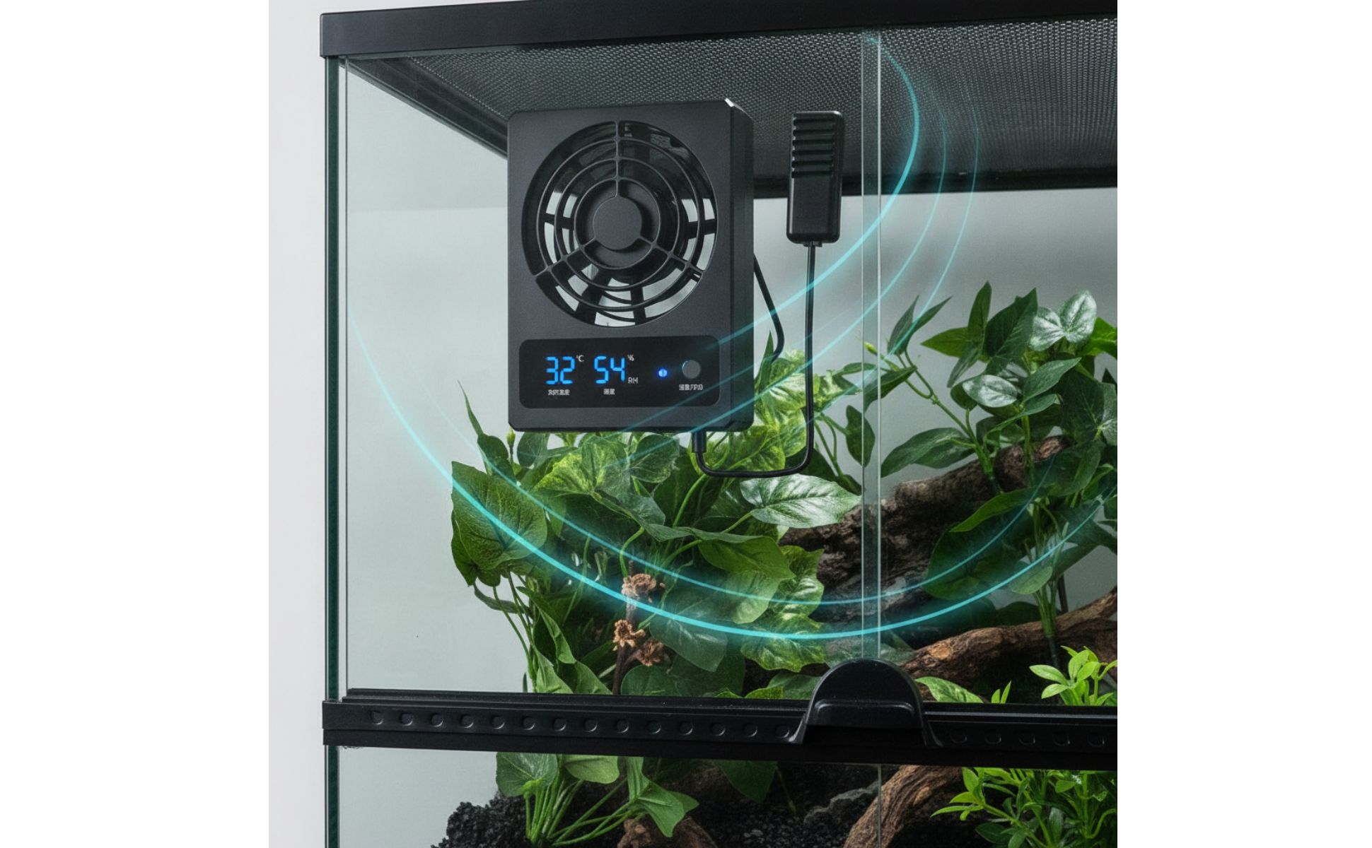 Terrarium-Lüfter mit Sensor Digital Terrarienlüfter mit Display und Sensor