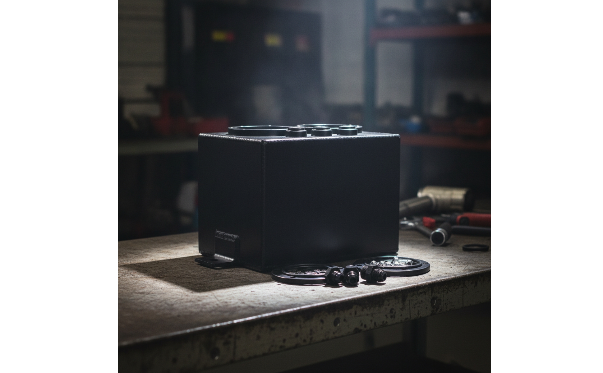 Surge Tank with Fittings Aluminum Fuel Surge Tank Black for Car Builders, Racers