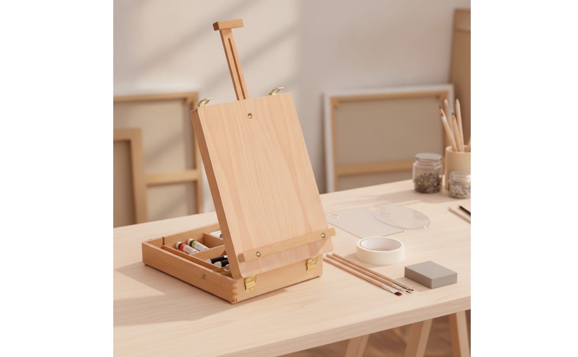 Tabletop Sketchbox Easel Wooden Tabletop Easel with Storage Adjustable