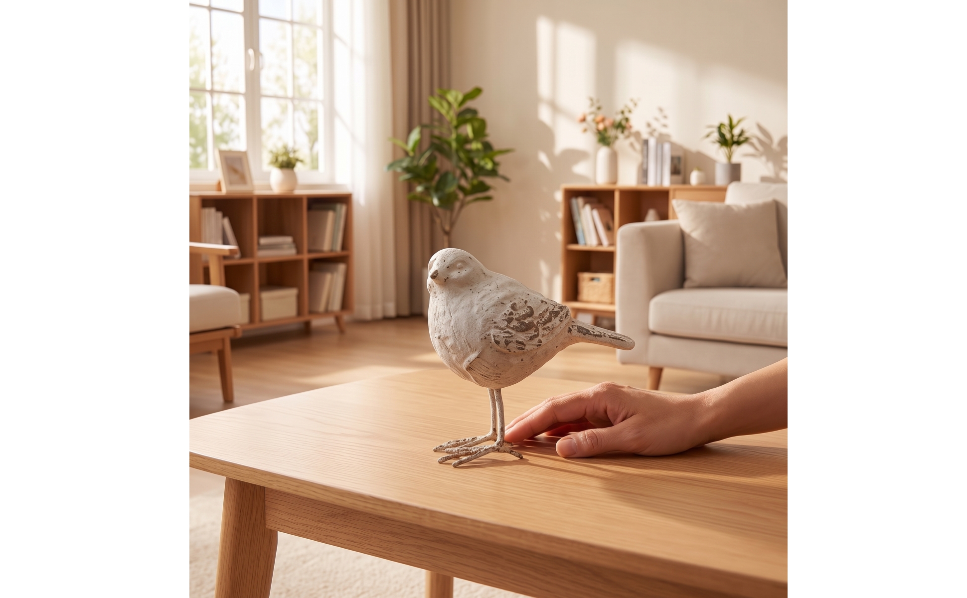 Bird Figurine Distressed Bird Statue Vintage for Shelf, Entryway