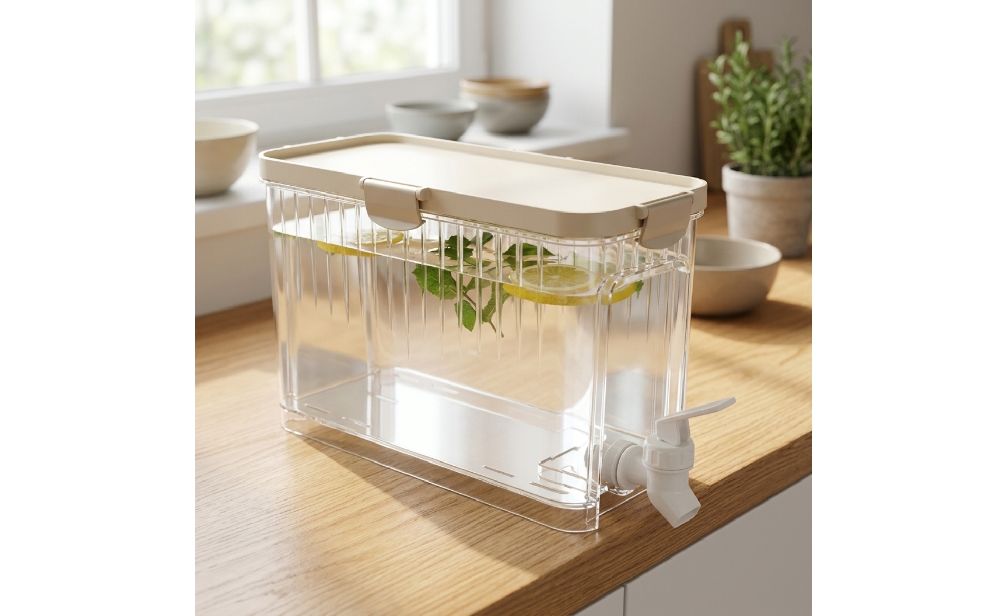 Fridge Drink Dispenser Rectangular Drink Dispenser with Spigot Clear for Parties
