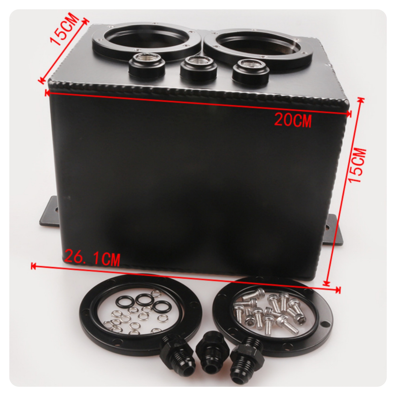 Surge Tank with Fittings Aluminum Fuel Surge Tank Welded for Racers
