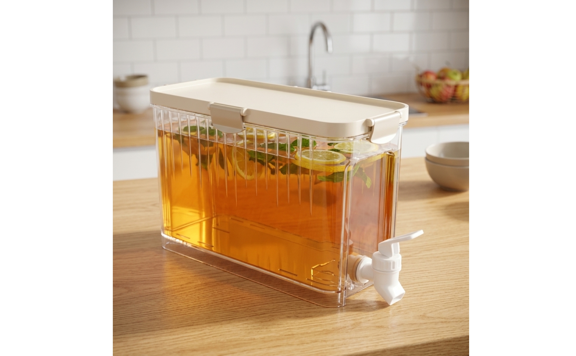 Fridge Drink Dispenser Rectangular Drink Dispenser with Spigot Clear for Parties