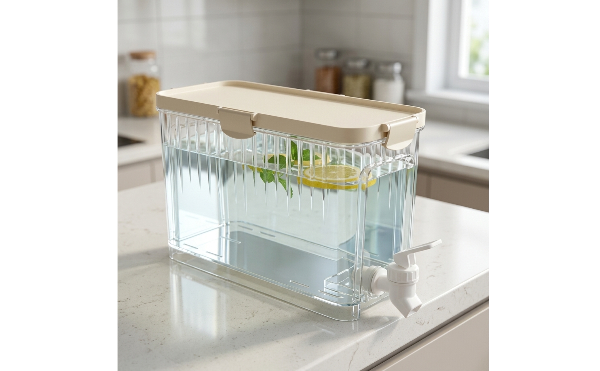 Fridge Drink Dispenser Rectangular Drink Dispenser with Spigot Clear for Parties