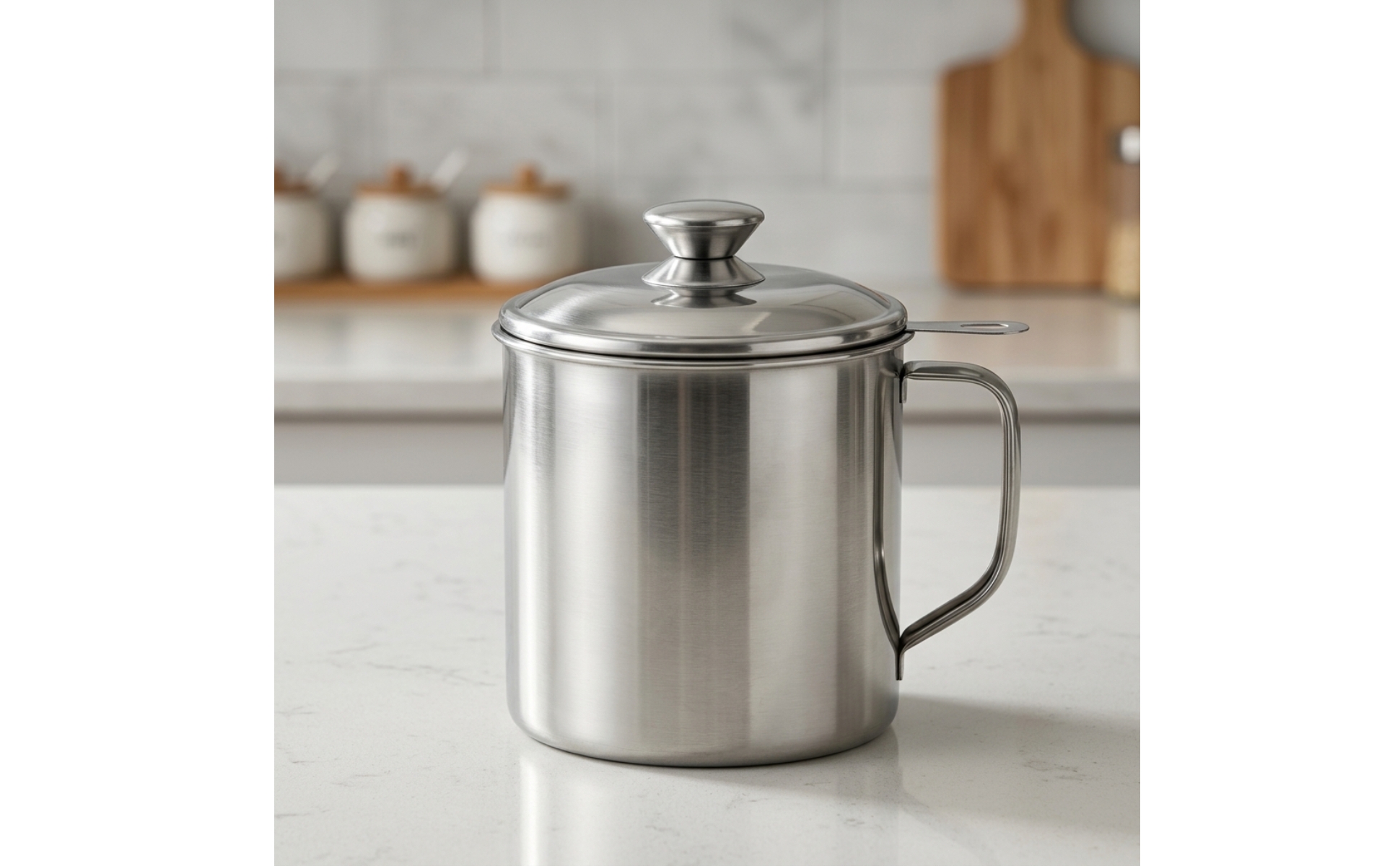 Pot à Huile avec Filtre En Acier Inoxydable Bac à Graisse avec Tamis Inox