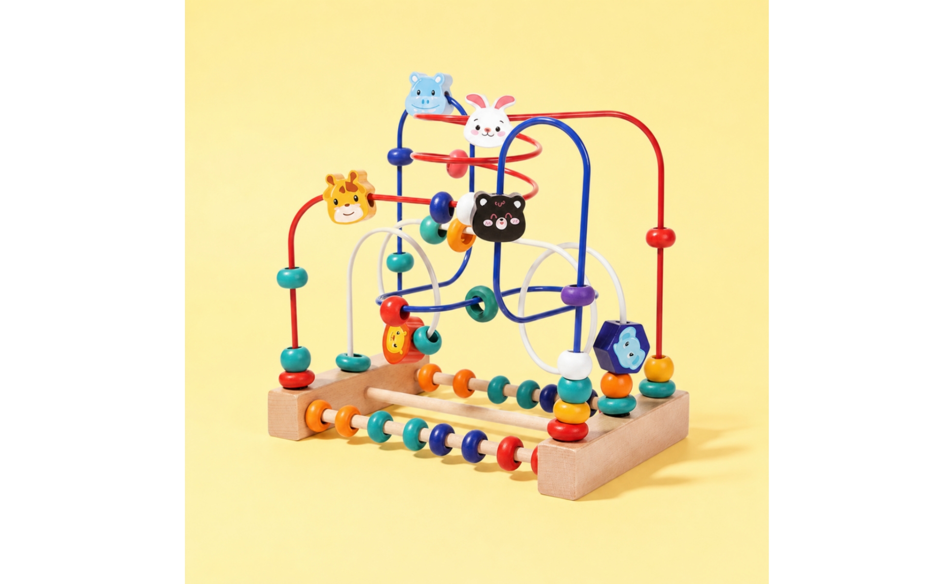 Animal Bead Maze Toy Compact Wooden Bead Maze Tabletop for Daycare, Preschoolers