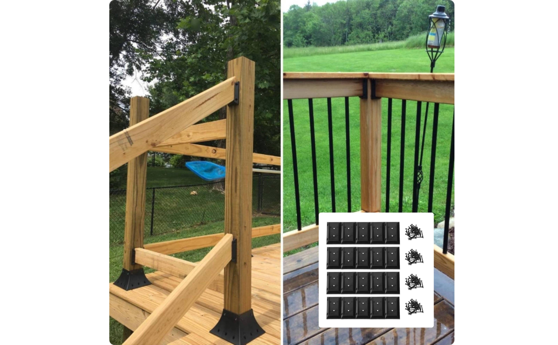 20 Pieces Railing Connector Outdoor Fence Post Mounting Base Pre-Drilled