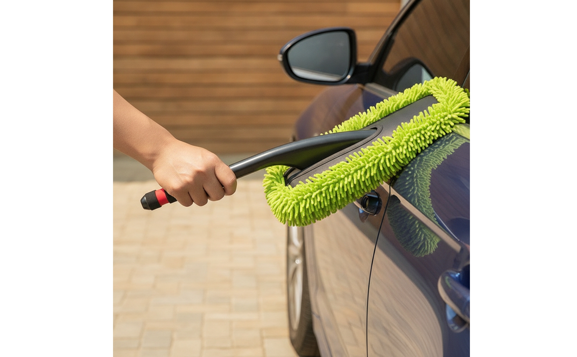 Car Dusting Mop Chenille Car Duster with Long Handle Washable for Garage