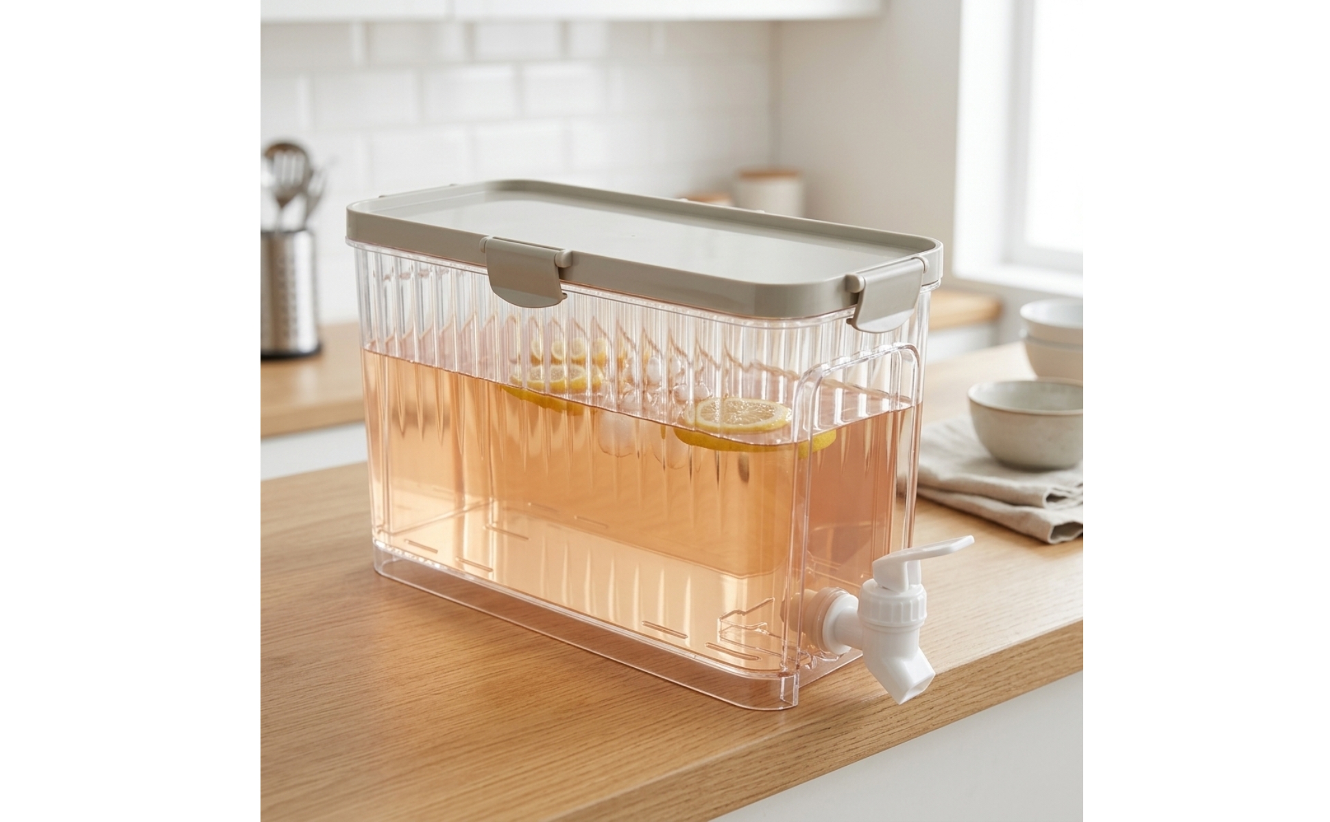 Fridge Drink Dispenser Rectangular Drink Dispenser with Spigot Clear for Parties