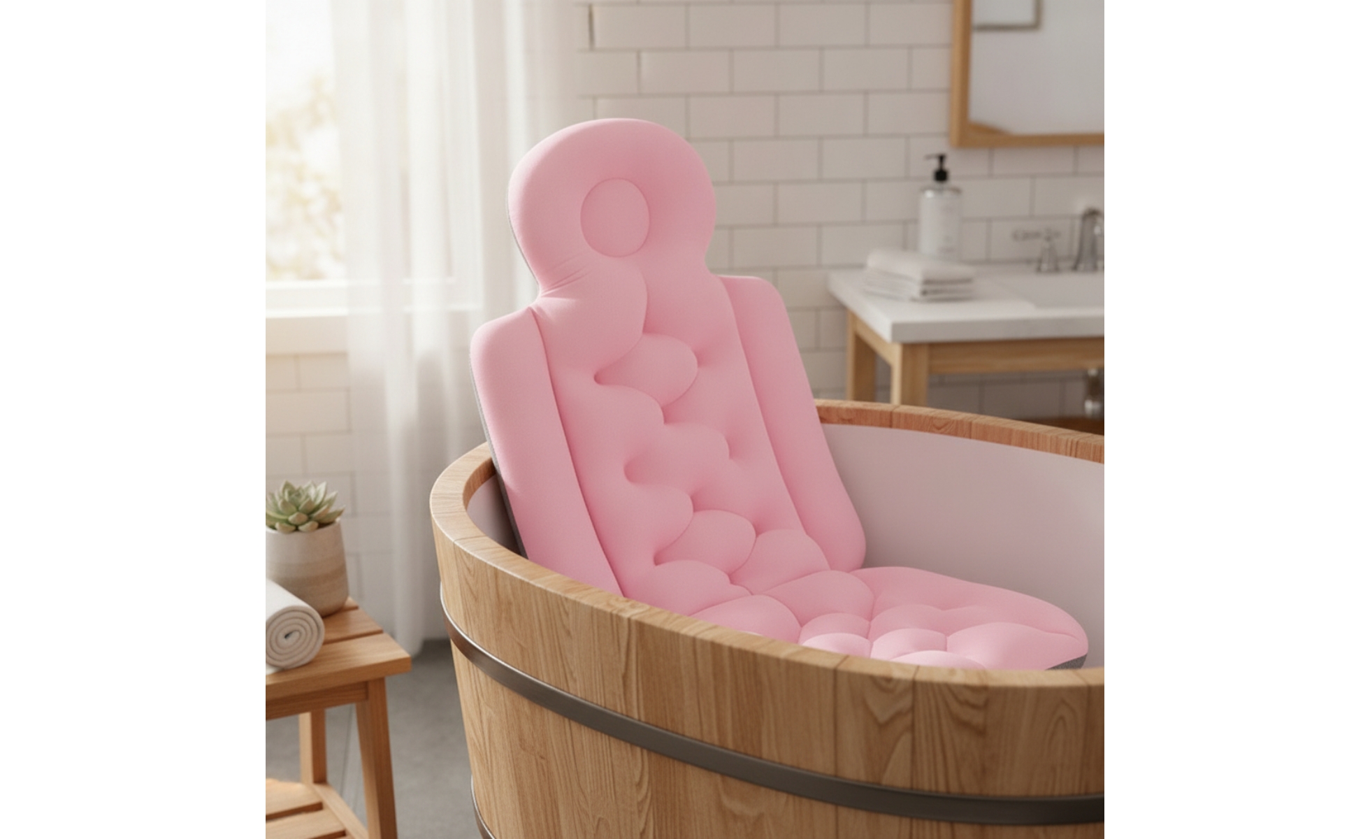 Bath Cushion with Backrest Skin-Friendly Full Body Bath Pillow Supportive