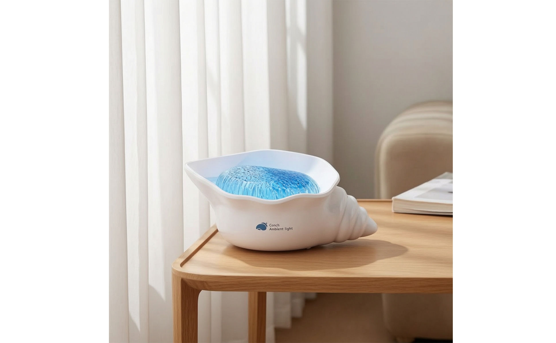 Shell Projection Light Rechargeable Conch Projection Lamp Cordless for Bedroom
